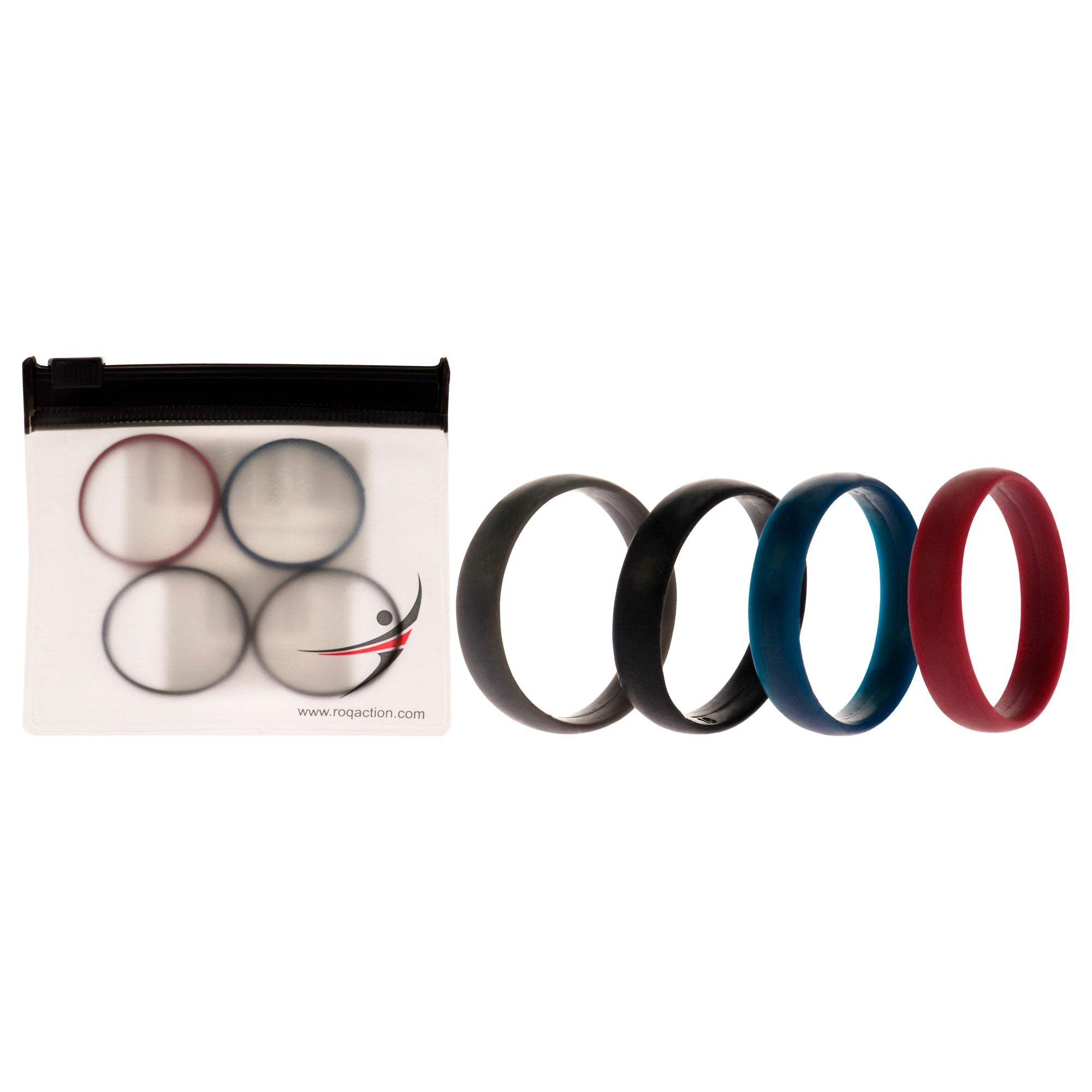 Silicone Wedding 6mm Smooth Ring Set - Bordeaux by ROQ for Men - 4 x 16 mm Ring