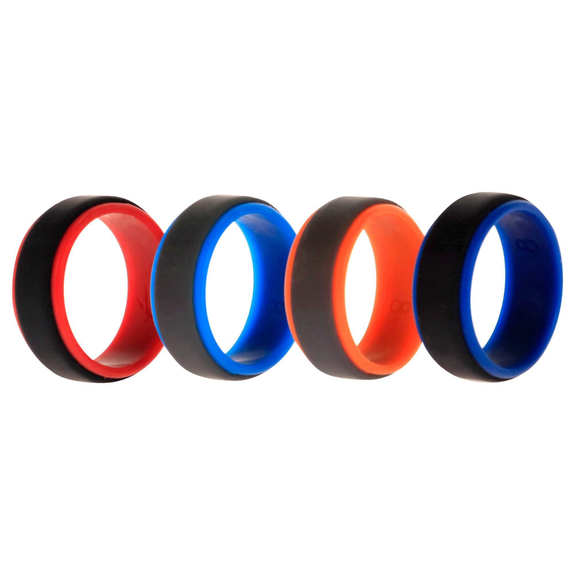 Silicone Wedding 2Layer Step Ring Set - Grey Black by ROQ for Men - 4 x 8 mm Ring