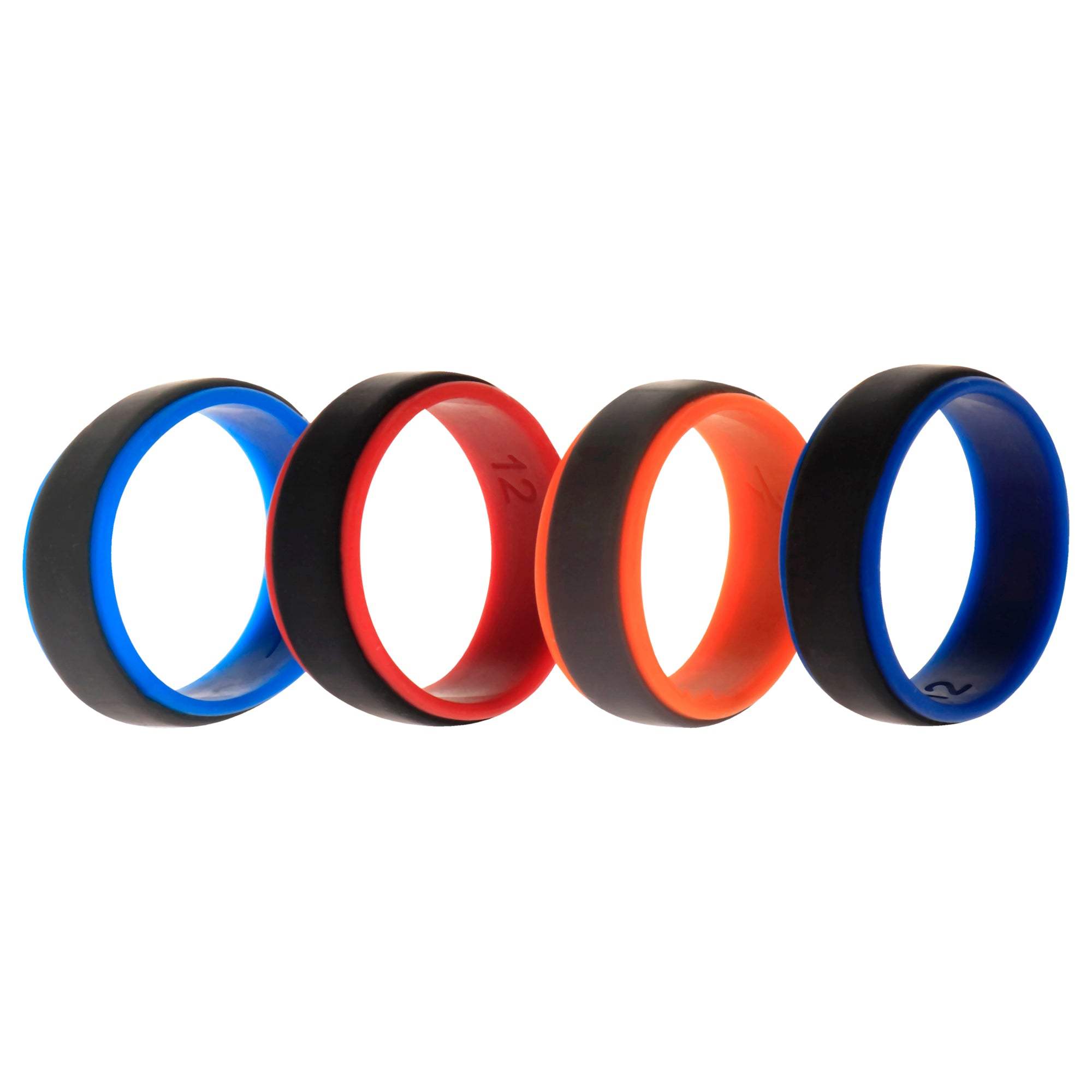 Silicone Wedding 2Layer Step Ring Set - Grey Black by ROQ for Men - 4 x 12 mm Ring