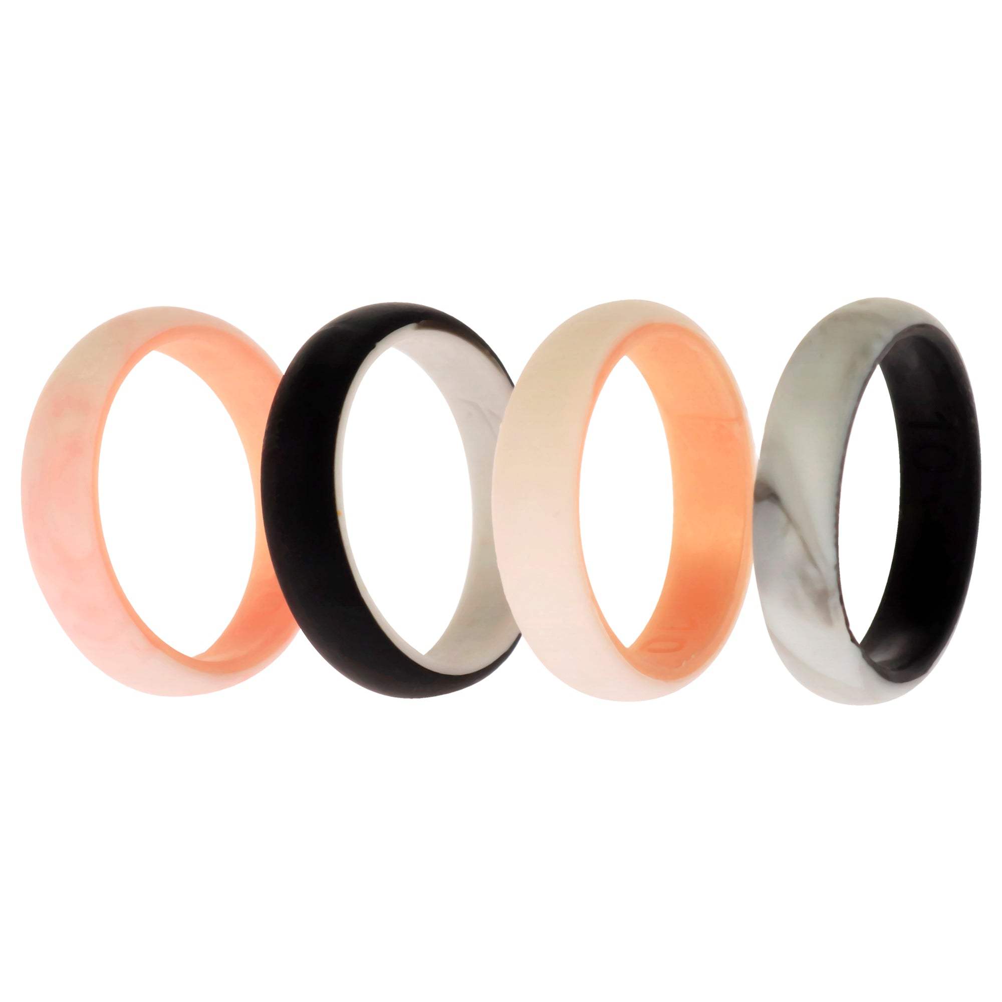 Silicone Wedding 2Layer Ring Set - Rose-Marble by ROQ for Women - 4 x 10 mm Ring