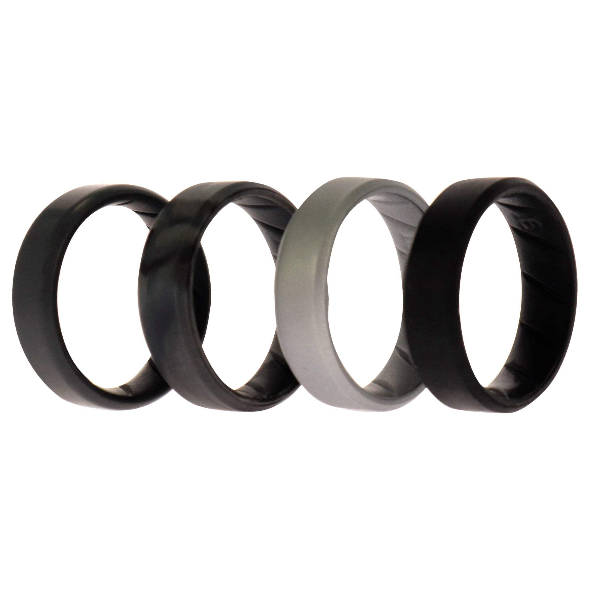 Silicone Wedding BR 8mm Edge Ring Set - Black-Camo by ROQ for Men - 4 x 16 mm Ring