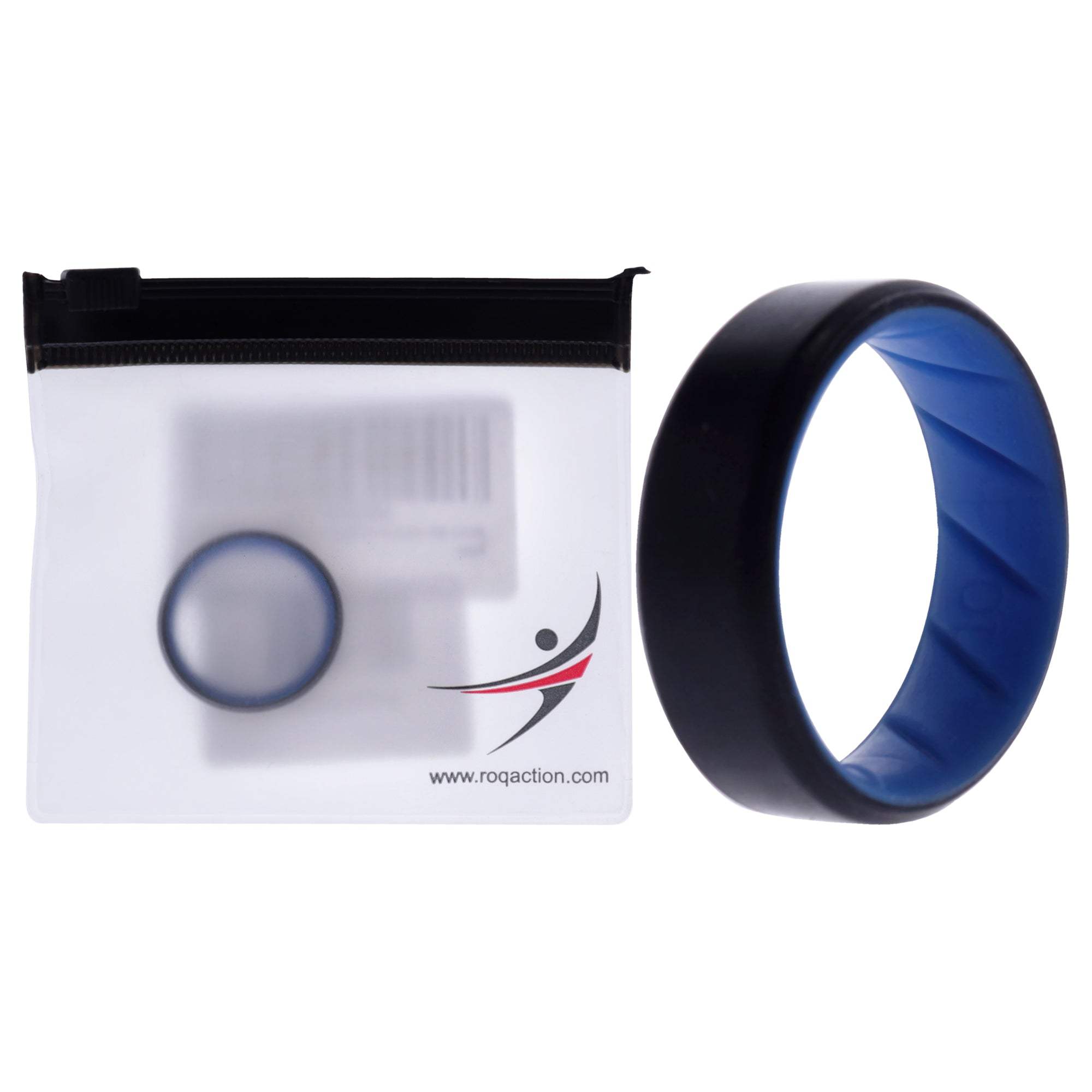Silicone Wedding BR 8mm Edge Ring - Light-Blue-Black by ROQ for Men - 10 mm Ring