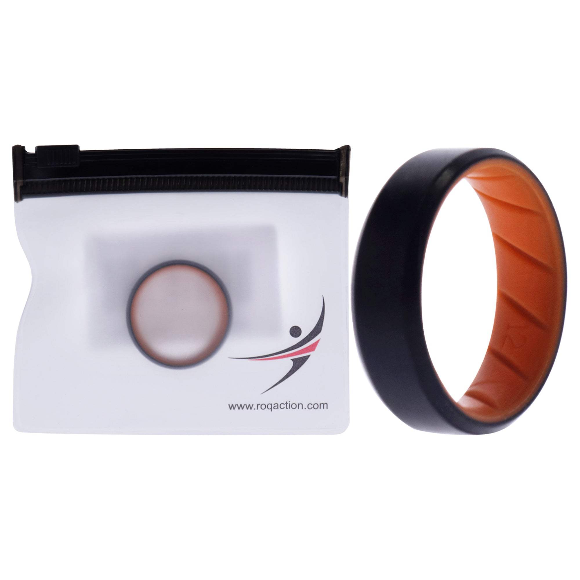 Silicone Wedding BR 8mm Edge Ring - Orange-Black by ROQ for Men - 12 mm Ring