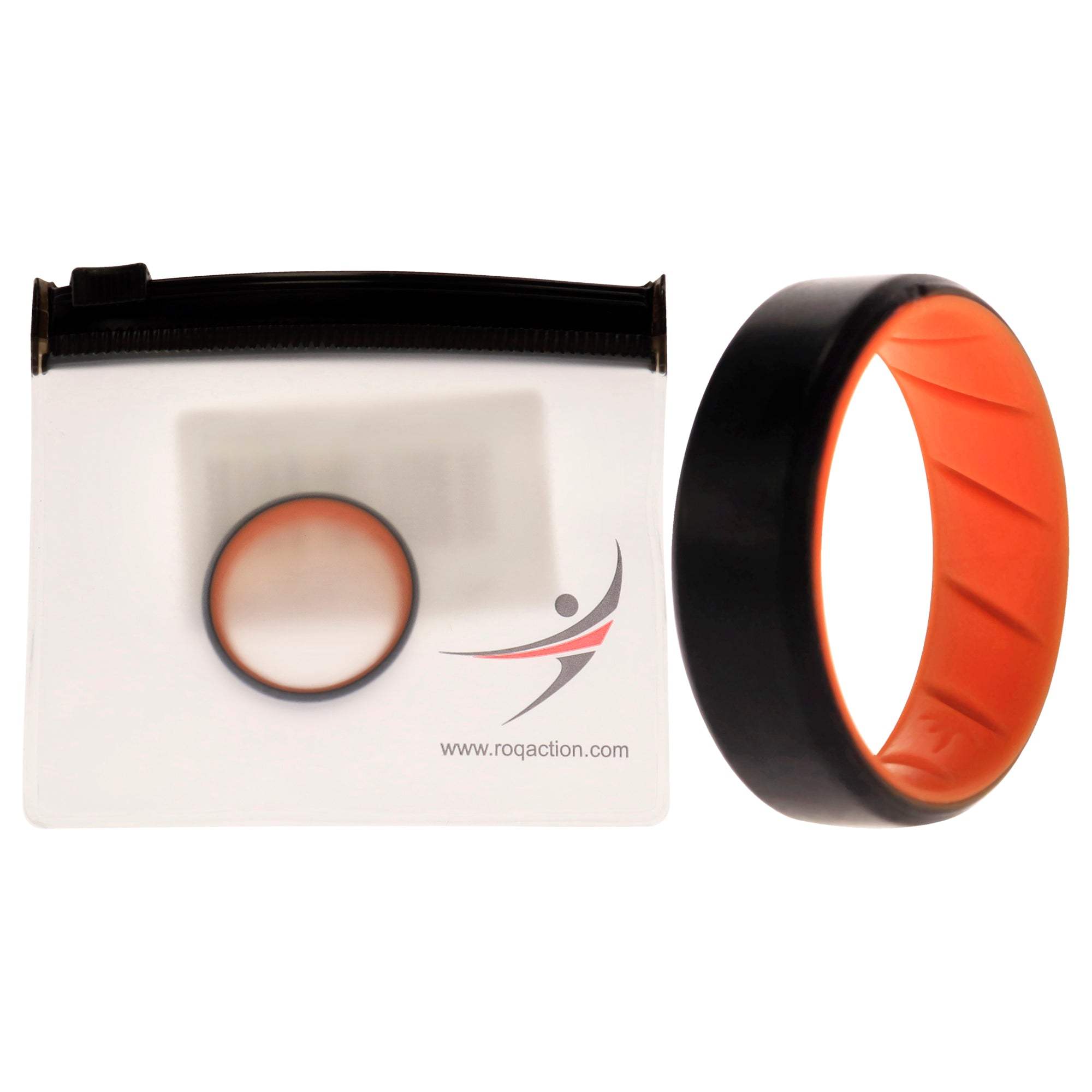 Silicone Wedding BR 8mm Edge Ring - Orange-Black by ROQ for Men - 14 mm Ring