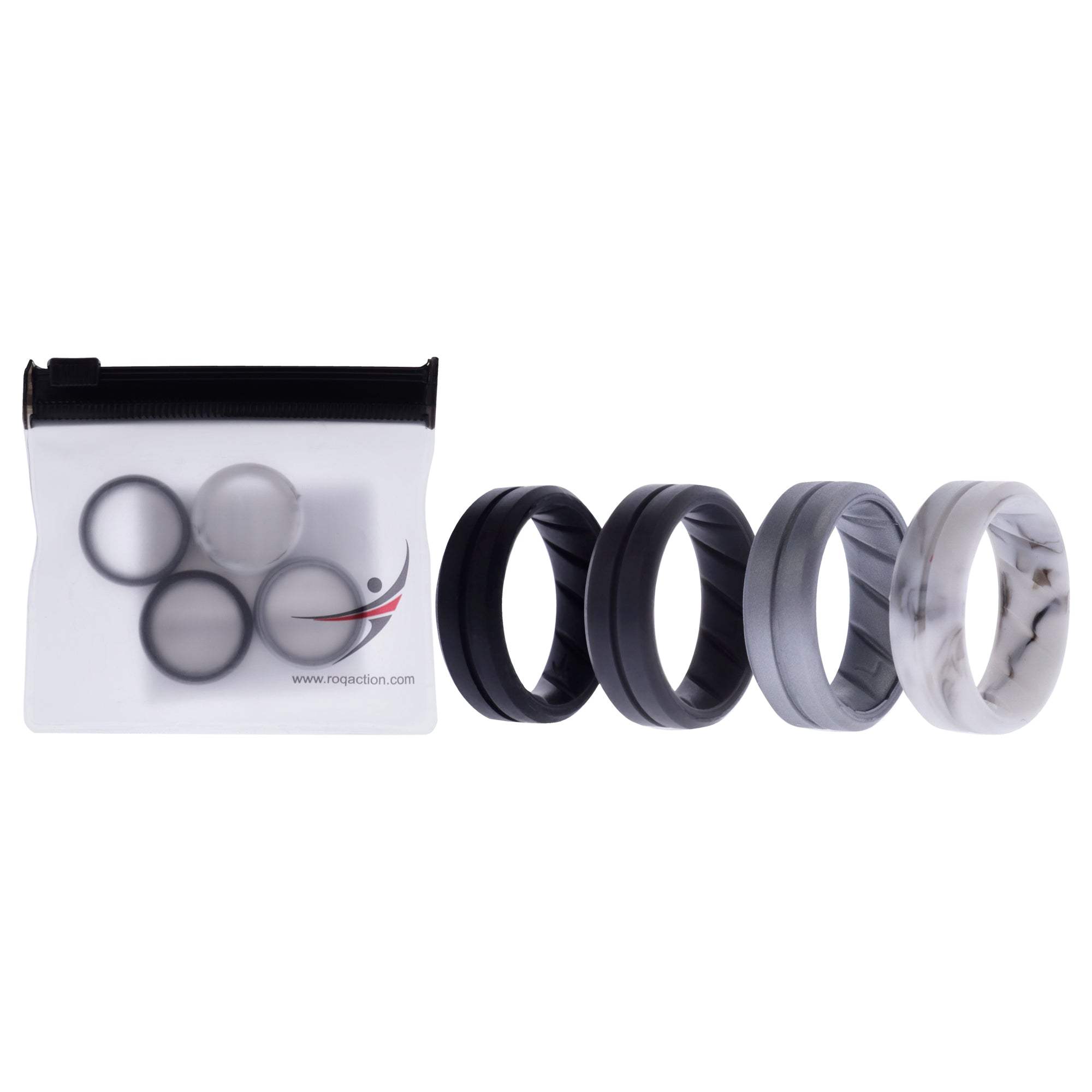 Silicone Wedding BR Middle Line Ring Set - Basic-Marble by ROQ for Men - 4 x 7 mm Ring