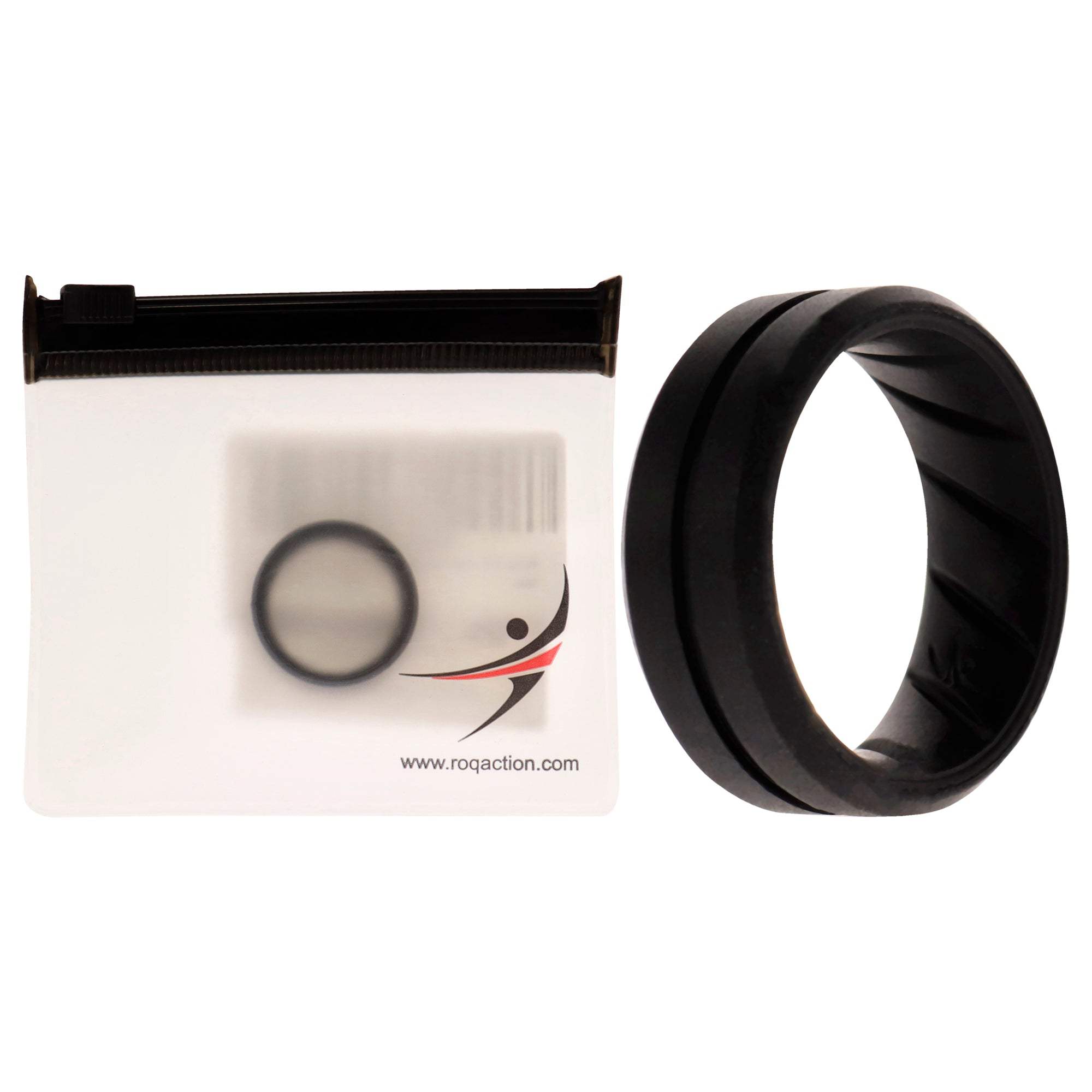 Silicone Wedding BR Middle Line Ring - Basic-Black by ROQ for Men - 8 mm Ring