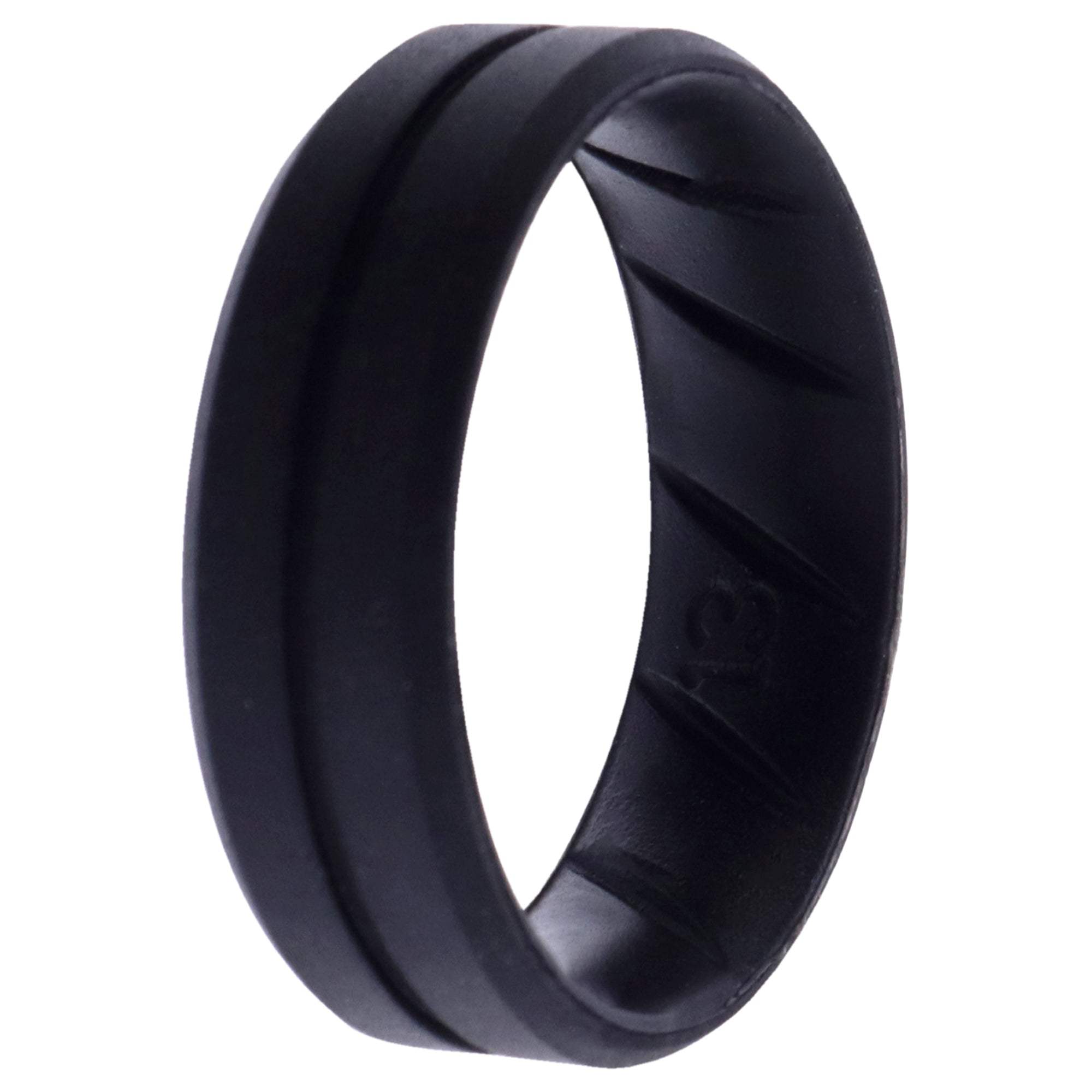 Silicone Wedding BR Middle Line Ring - Basic-Black by ROQ for Men - 13 mm Ring