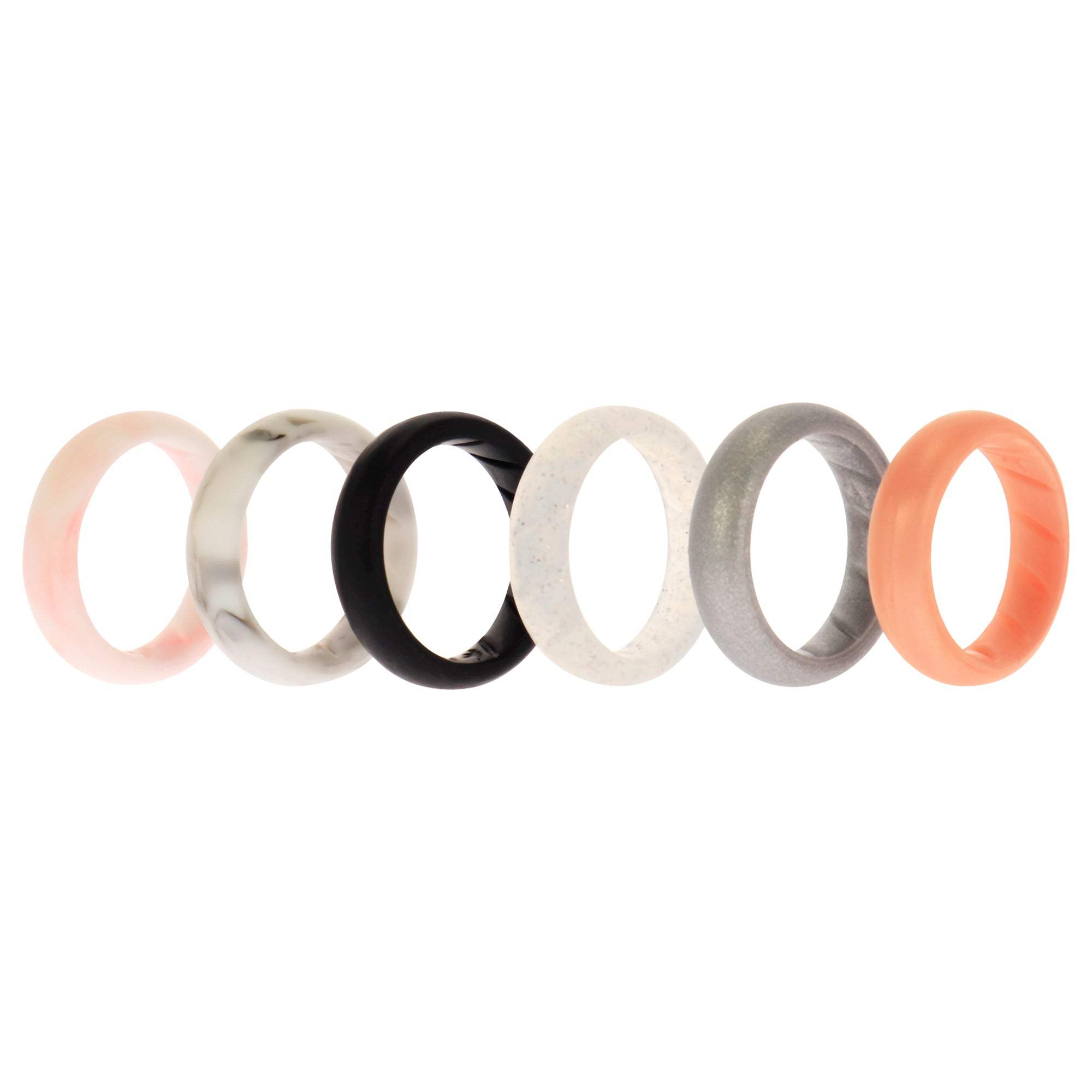 Silicone Wedding BR Solid Ring Set - Basic-Marble by ROQ for Women - 6 x 6 mm Ring