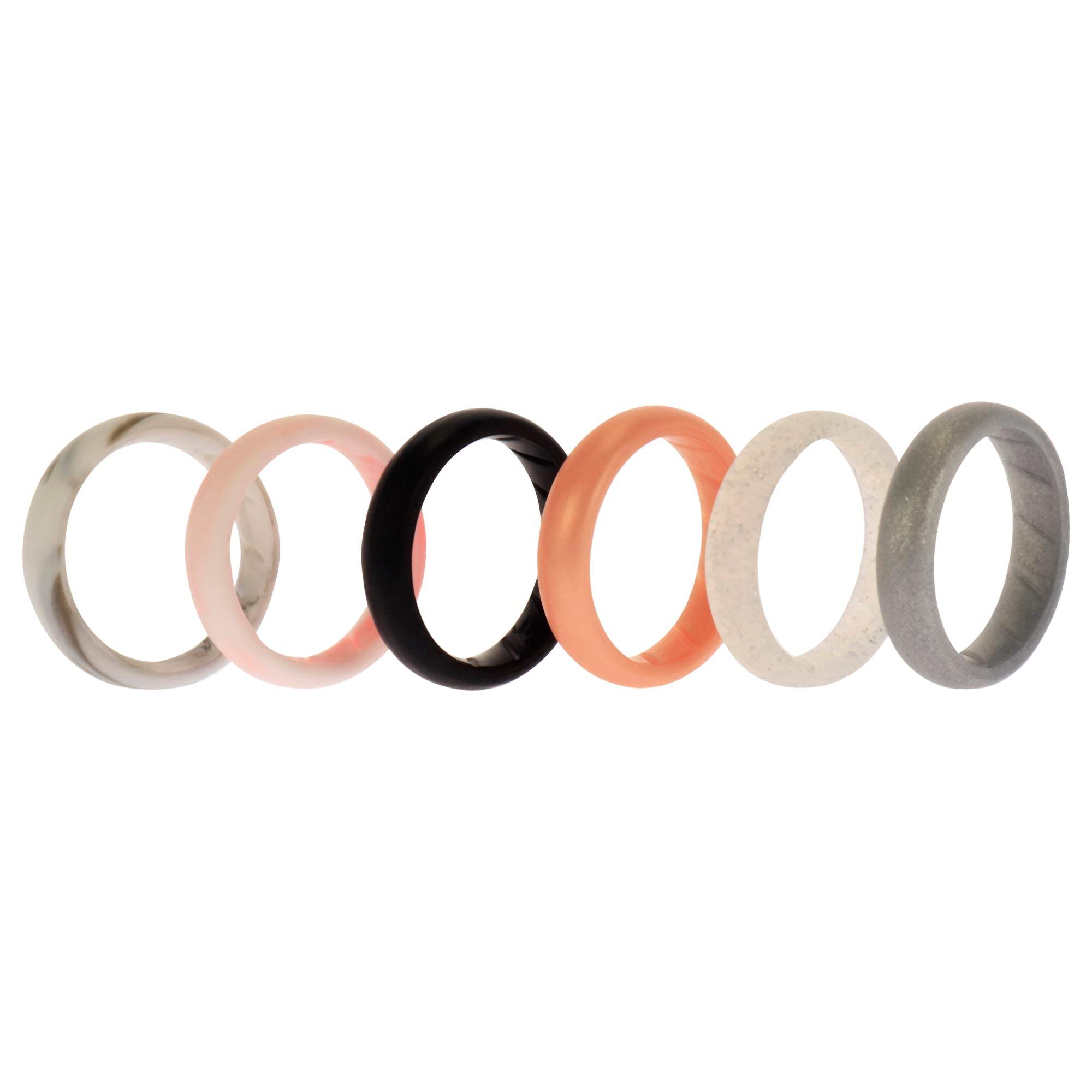 Silicone Wedding BR Solid Ring Set - Basic-Marble by ROQ for Women - 6 x 9 mm Ring