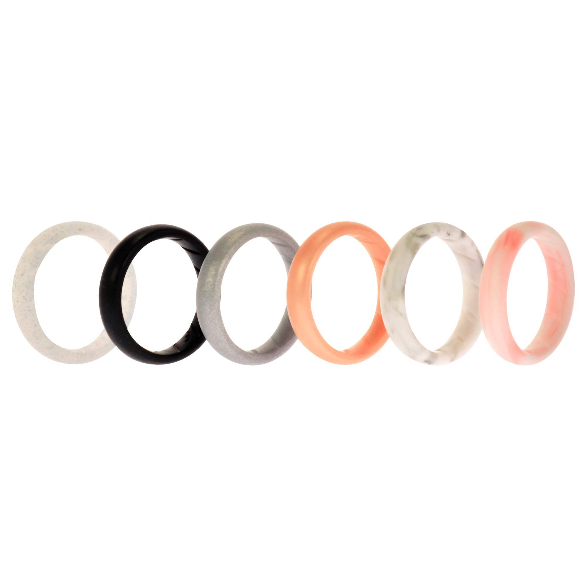 Silicone Wedding BR Solid Ring Set - Basic-Marble by ROQ for Women - 6 x 11 mm Ring