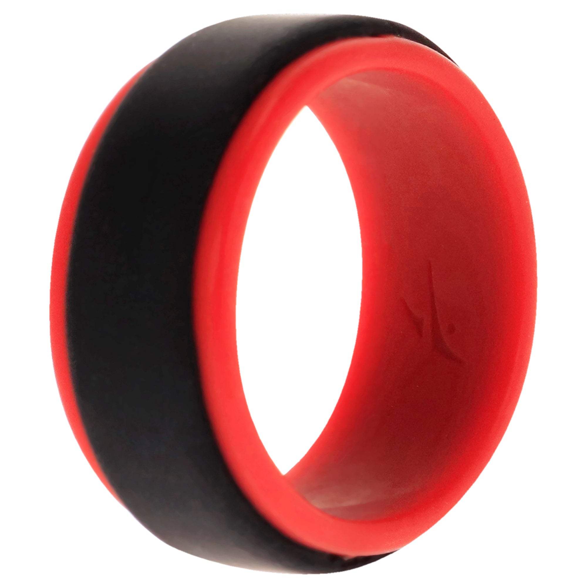 Silicone Wedding 2Layer Step Ring - Red-Black by ROQ for Men - 7 mm Ring