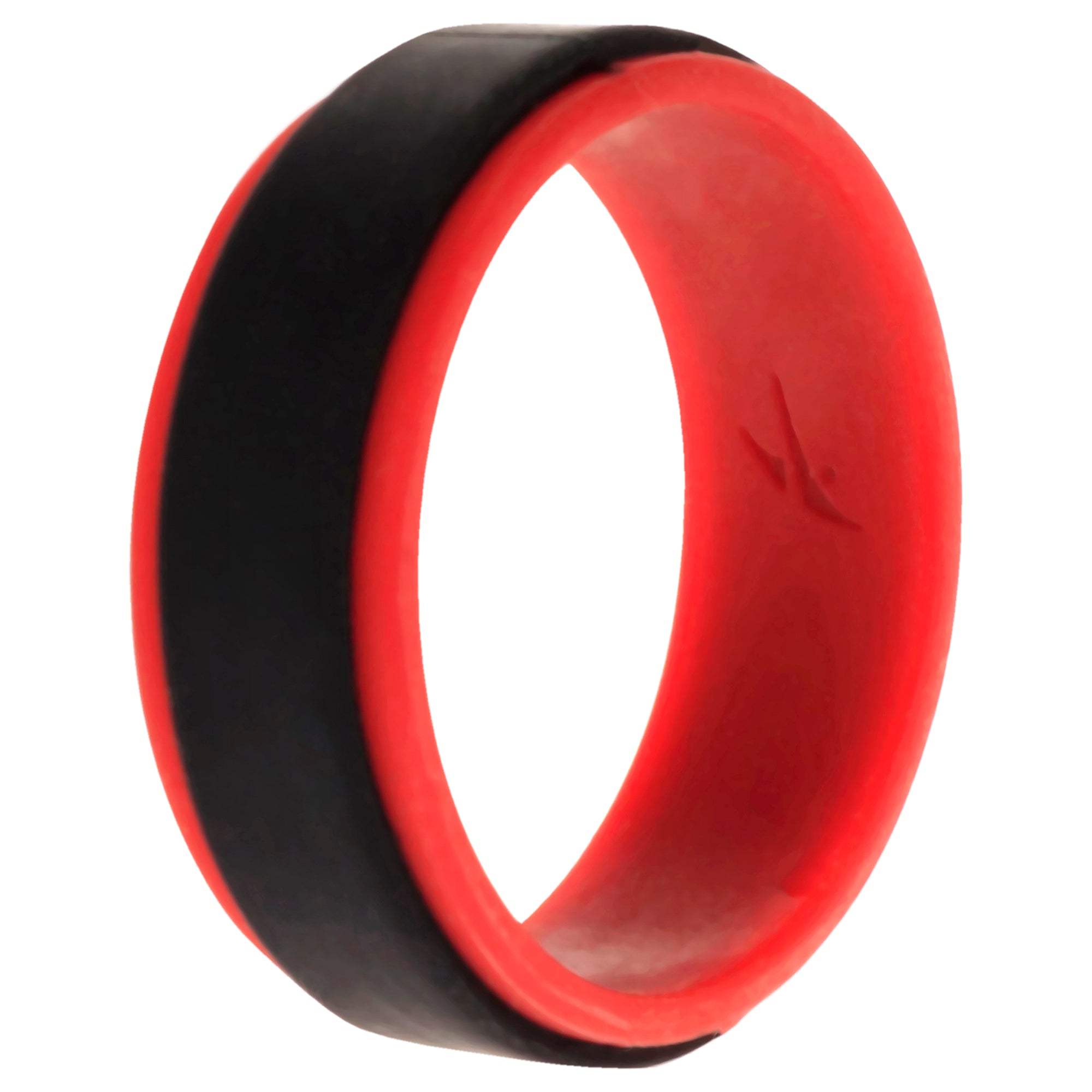 Silicone Wedding 2Layer Step Ring - Red-Black by ROQ for Men - 12 mm Ring