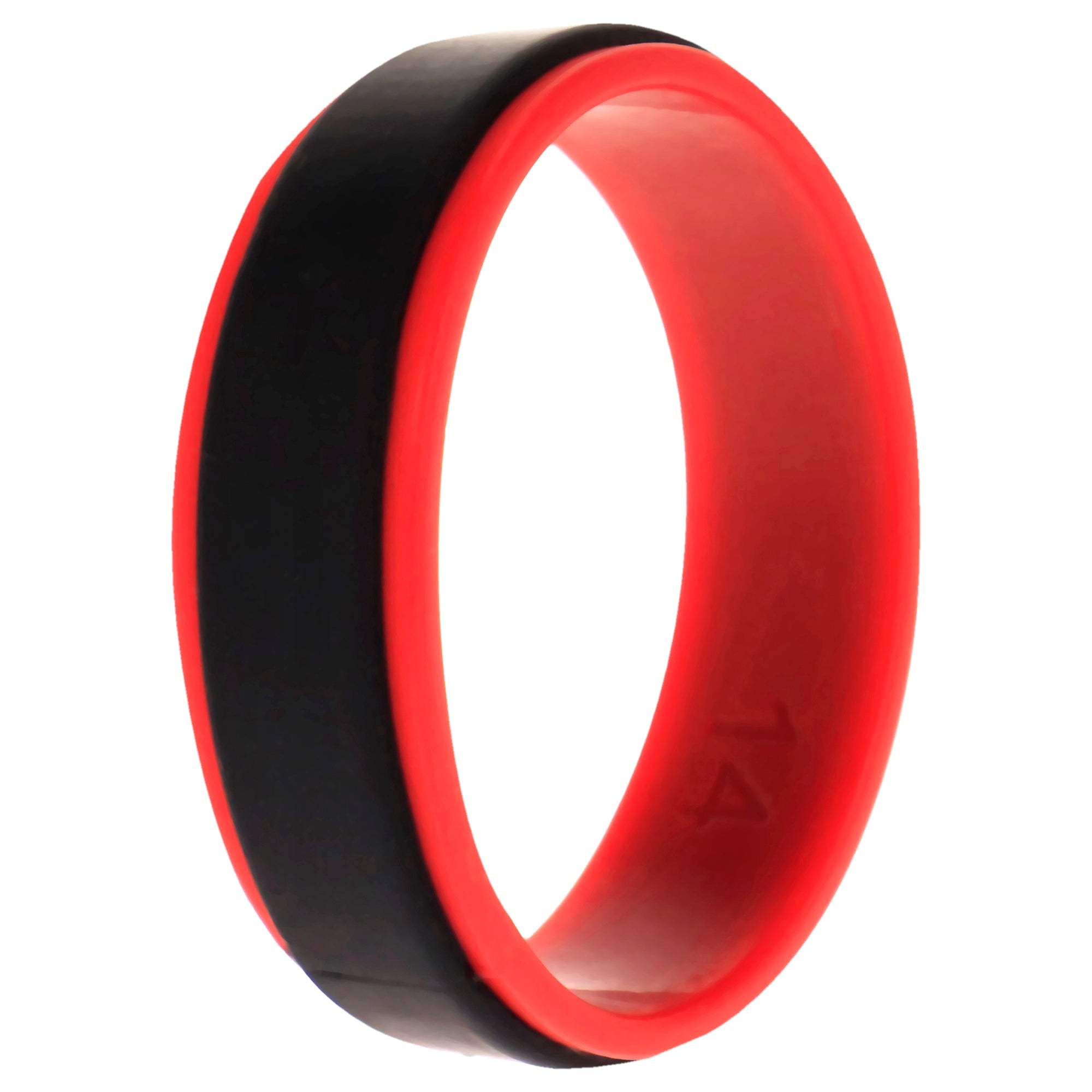 Silicone Wedding 2Layer Step Ring - Red-Black by ROQ for Men - 14 mm Ring