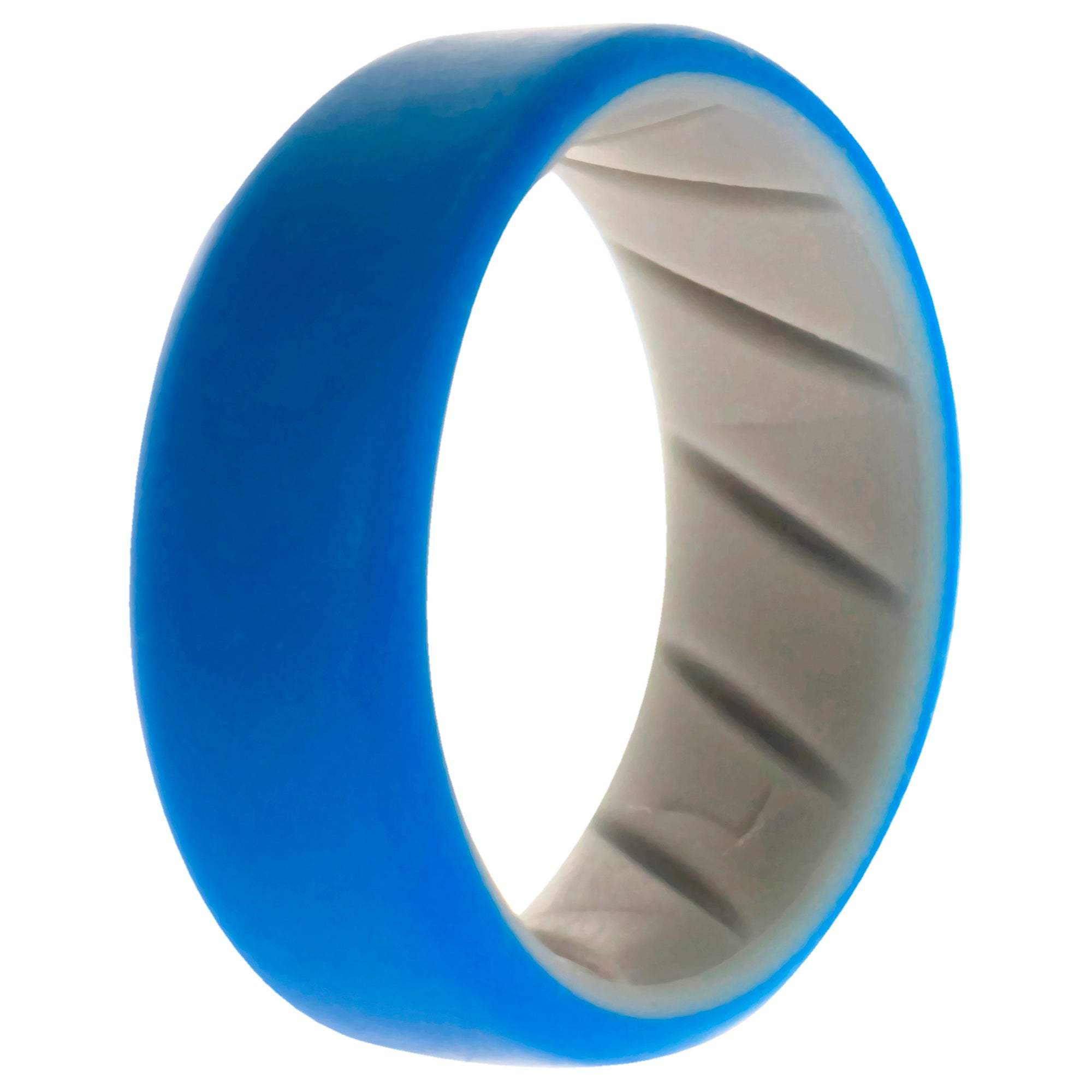 Silicone Wedding BR 8mm Edge Ring - Grey-Blue by ROQ for Men - 7 mm Ring