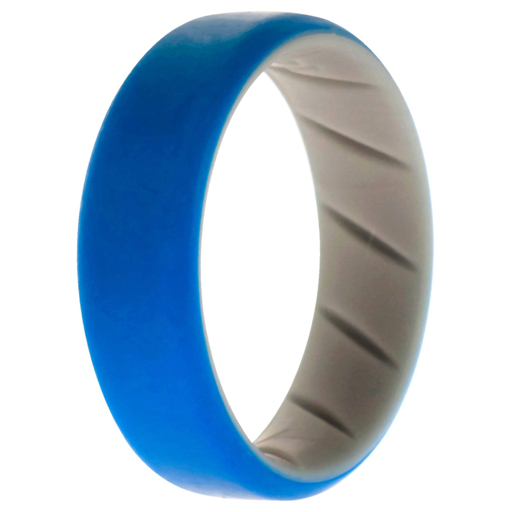 Silicone Wedding BR 8mm Edge Ring - Grey-Blue by ROQ for Men - 14 mm Ring