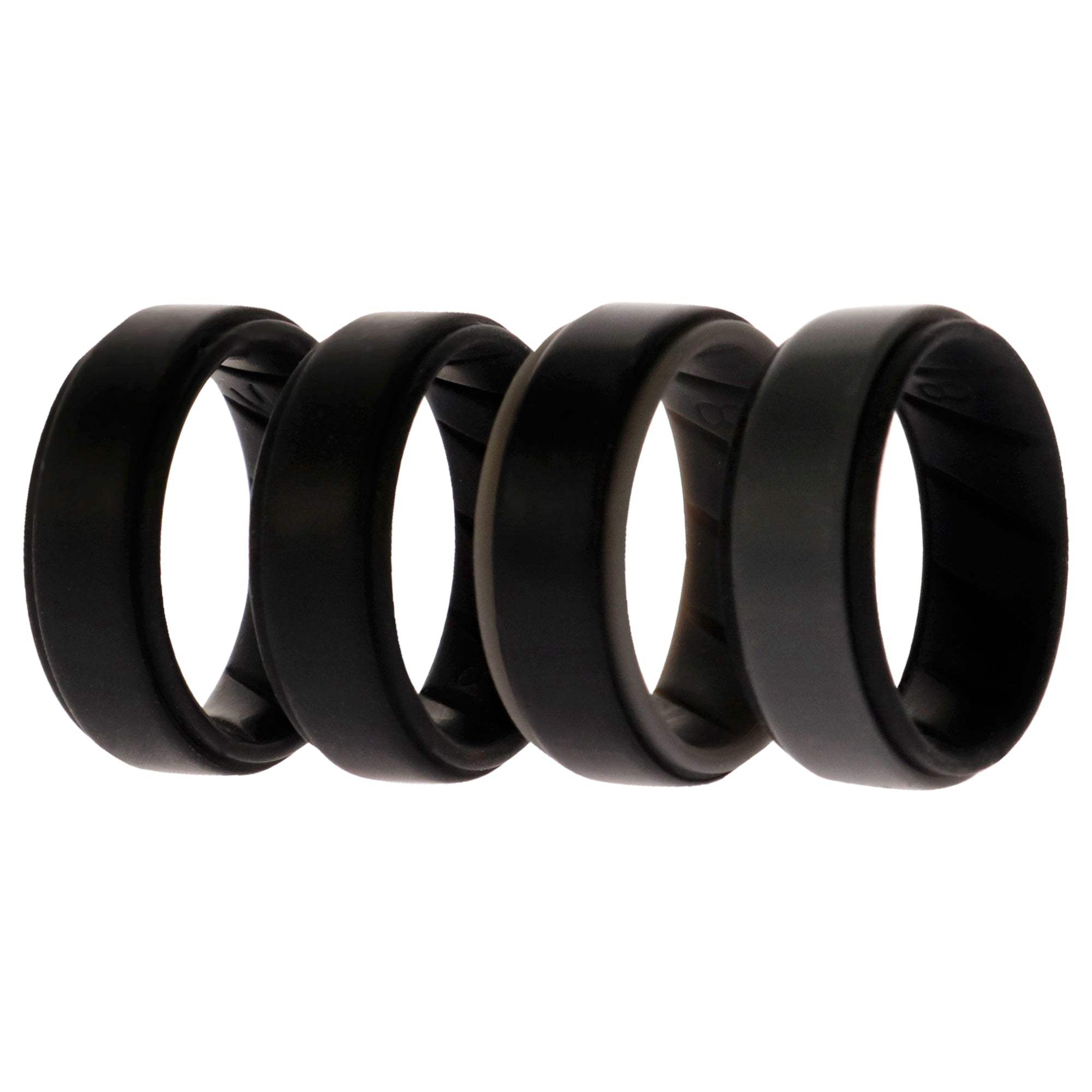 Silicone Wedding BR Step Ring Set - Black by ROQ for Men - 4 x 8 mm Ring