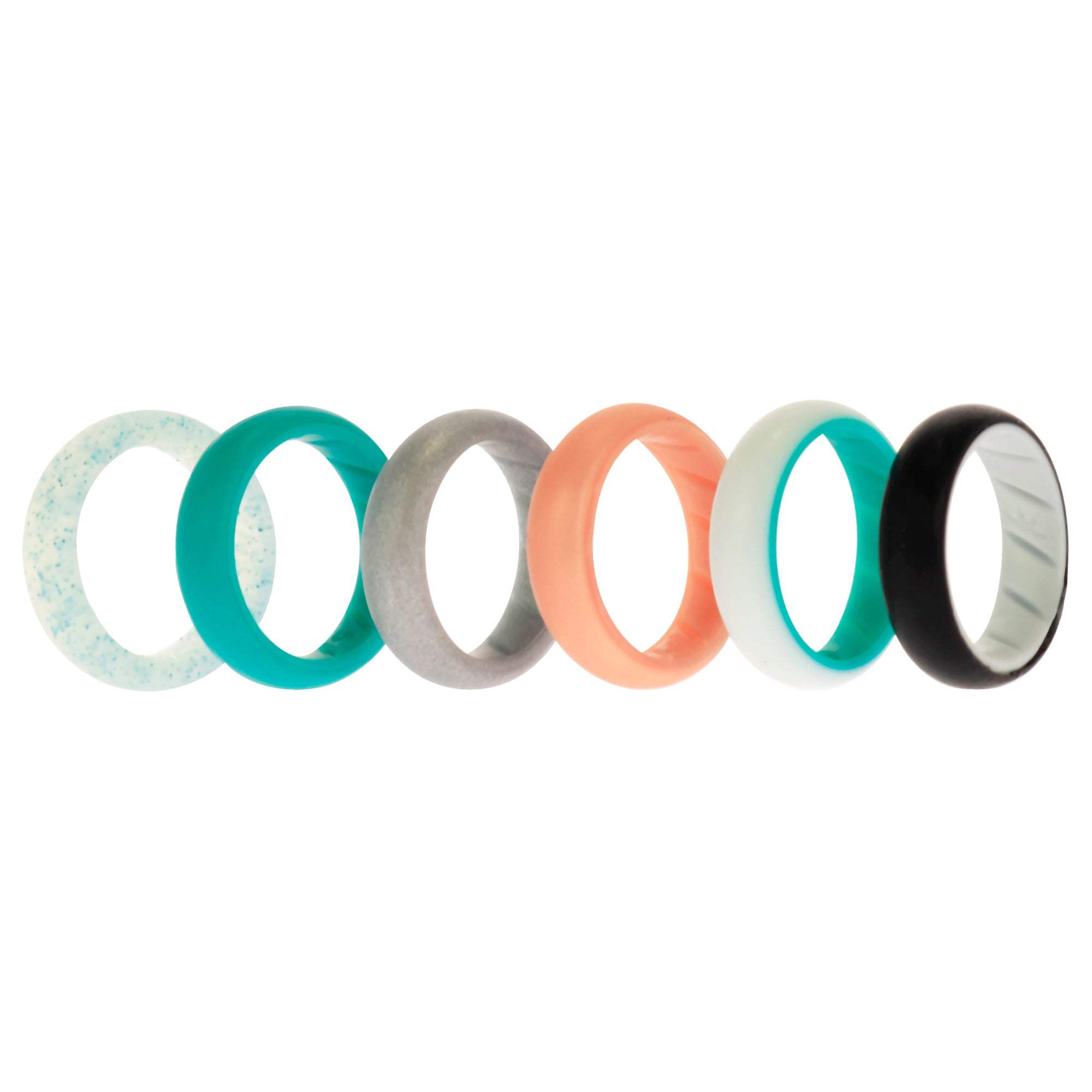 Silicone Wedding BR Solid Ring Set - Turquoise by ROQ for Women - 6 x 5 mm Ring
