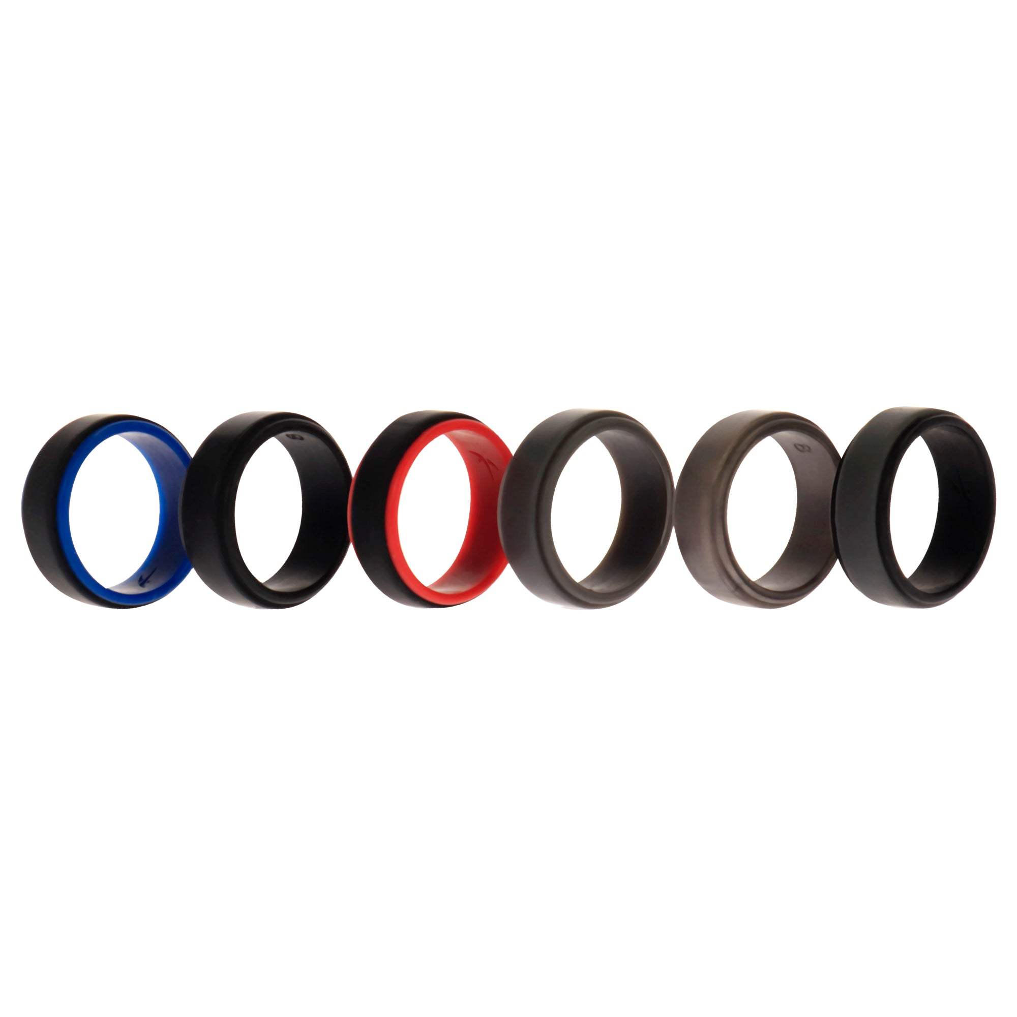 Silicone Wedding 2Layer Step Ring Set - Black by ROQ for Men - 6 x 8 mm Ring