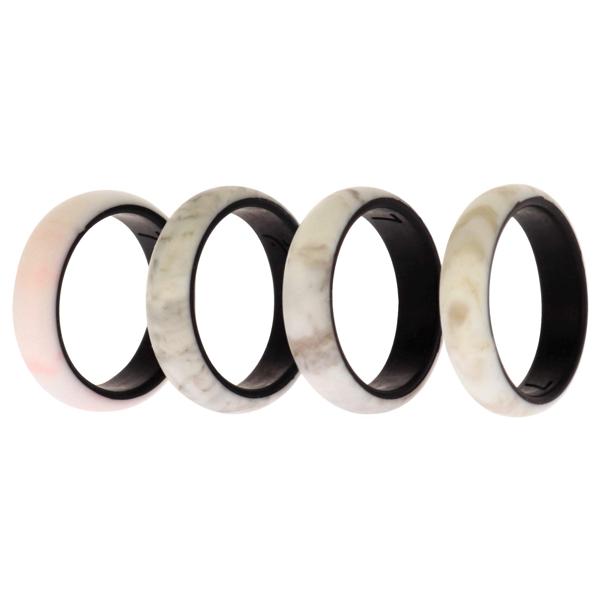 Silicone Wedding 2Layer Ring Set - Marbles by ROQ for Women - 4 x 7 mm Ring
