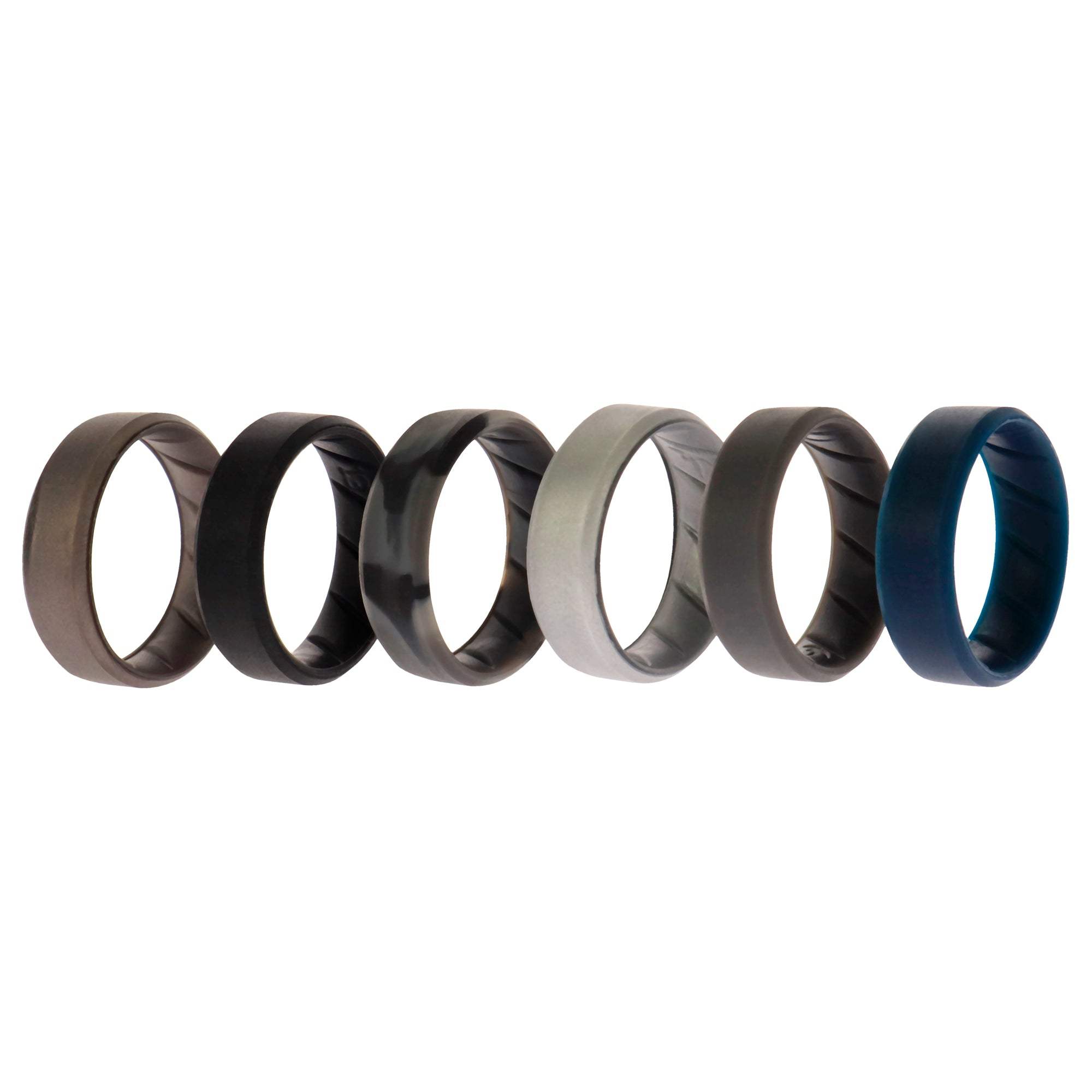 Silicone Wedding BR 8mm Ring Set - Basic-Metal by ROQ for Men - 6 x 13 mm Ring