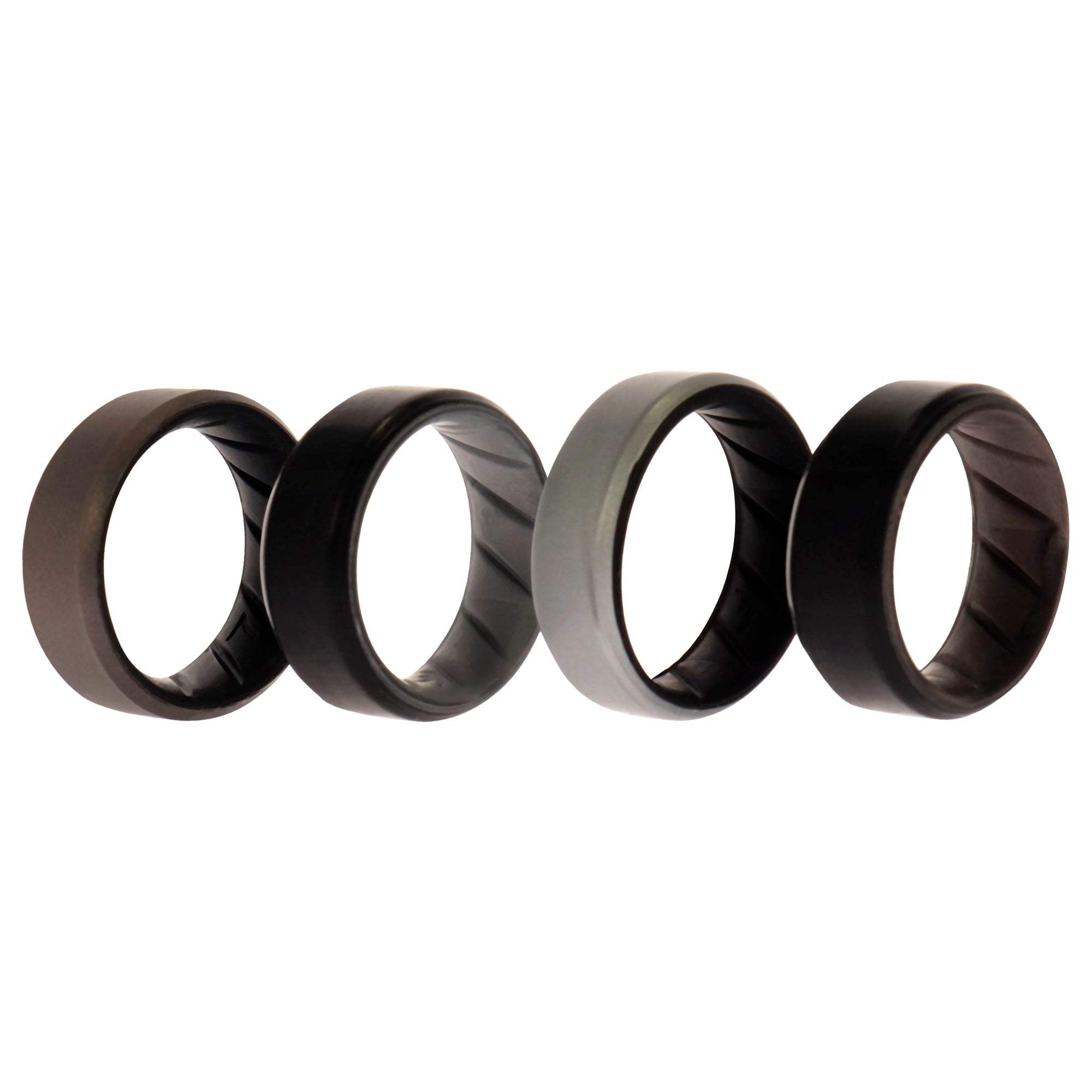 Silicone Wedding BR 8mm Edge Ring Set - Silver by ROQ for Men - 4 x 7 mm Ring