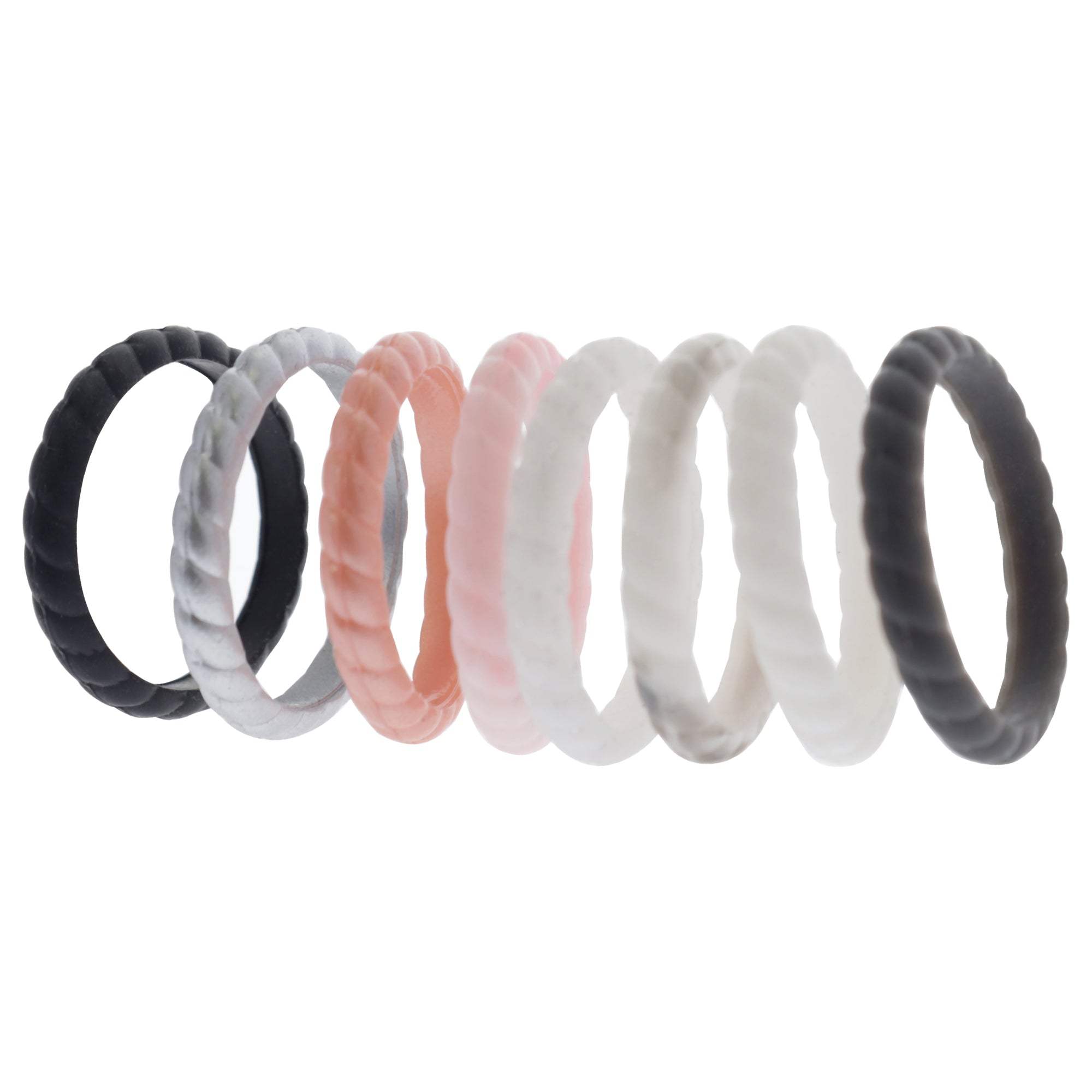 Silicone Wedding Stackble Braided Ring Set - MultiColor by ROQ for Women - 8 x 10 mm Ring