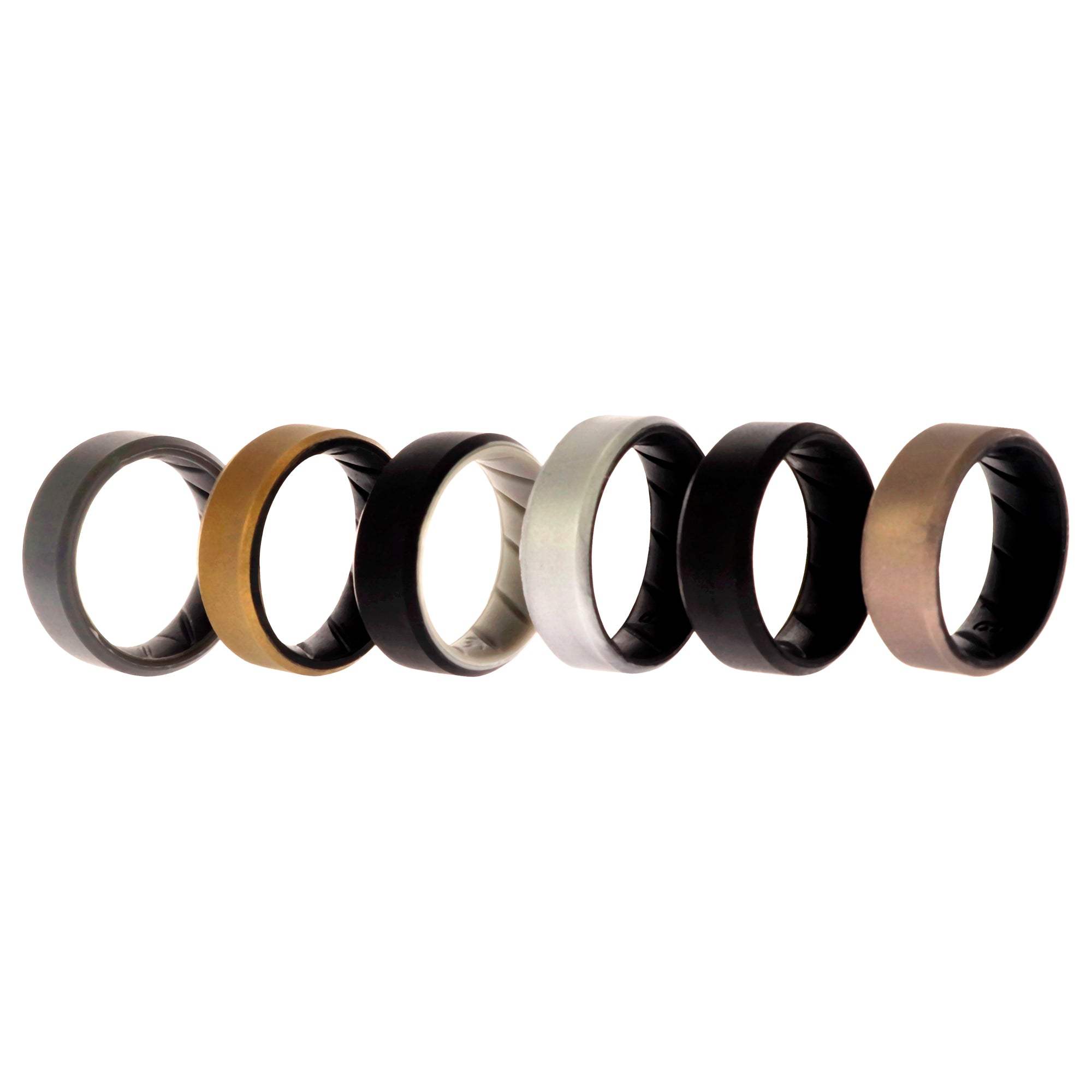 Silicone Wedding BR 8mm Edge Ring Set - Black by ROQ for Men - 6 x 8 mm Ring