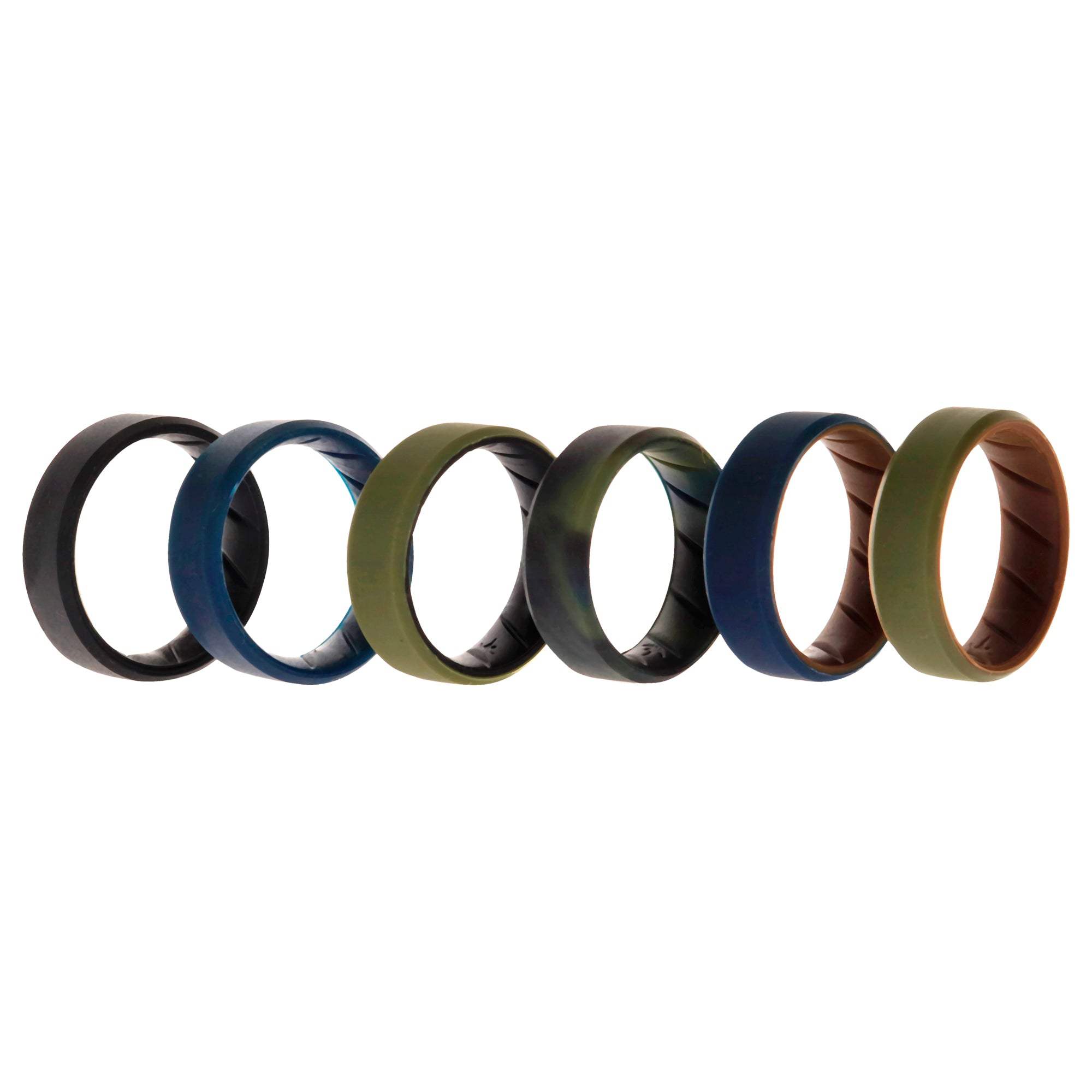 Silicone Wedding BR 8mm Edge Ring Set - Brown by ROQ for Men - 6 x 14 mm Ring