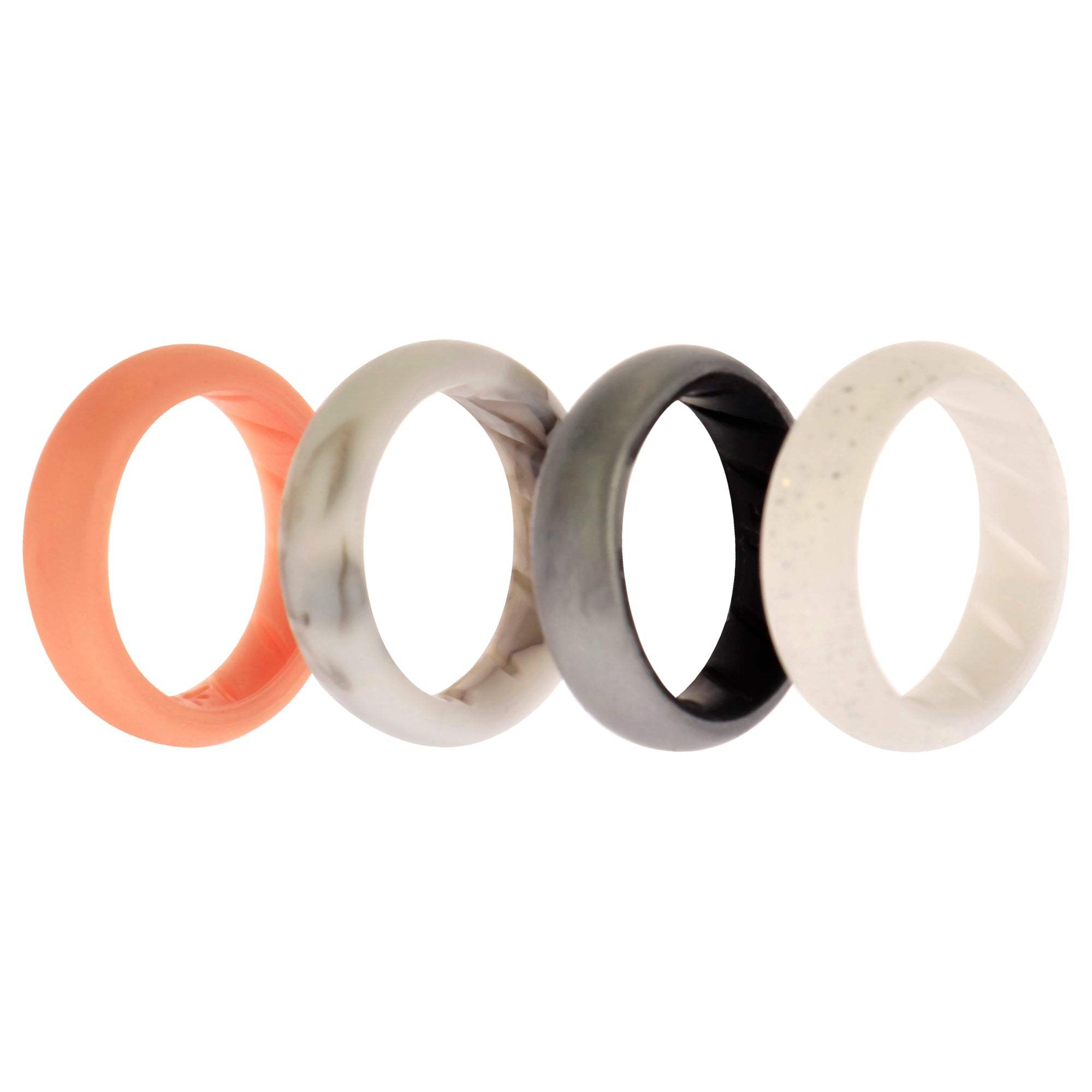 Silicone Wedding BR Solid Ring Set - Silver by ROQ for Women - 4 x 5 mm Ring