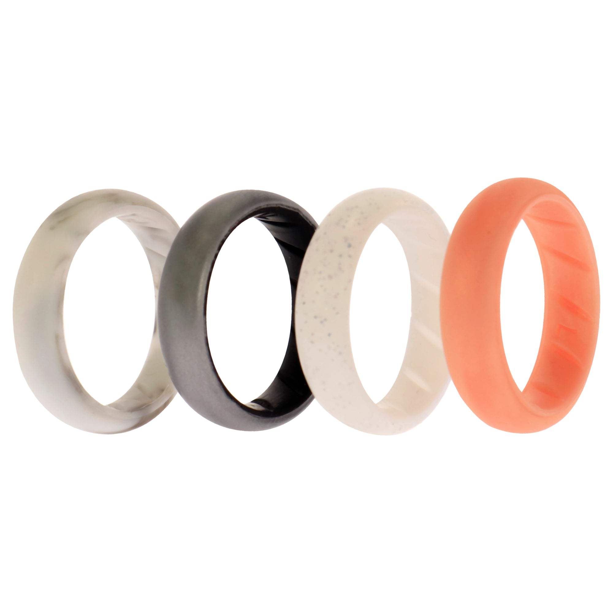 Silicone Wedding BR Solid Ring Set - Silver by ROQ for Women - 4 x 7 mm Ring