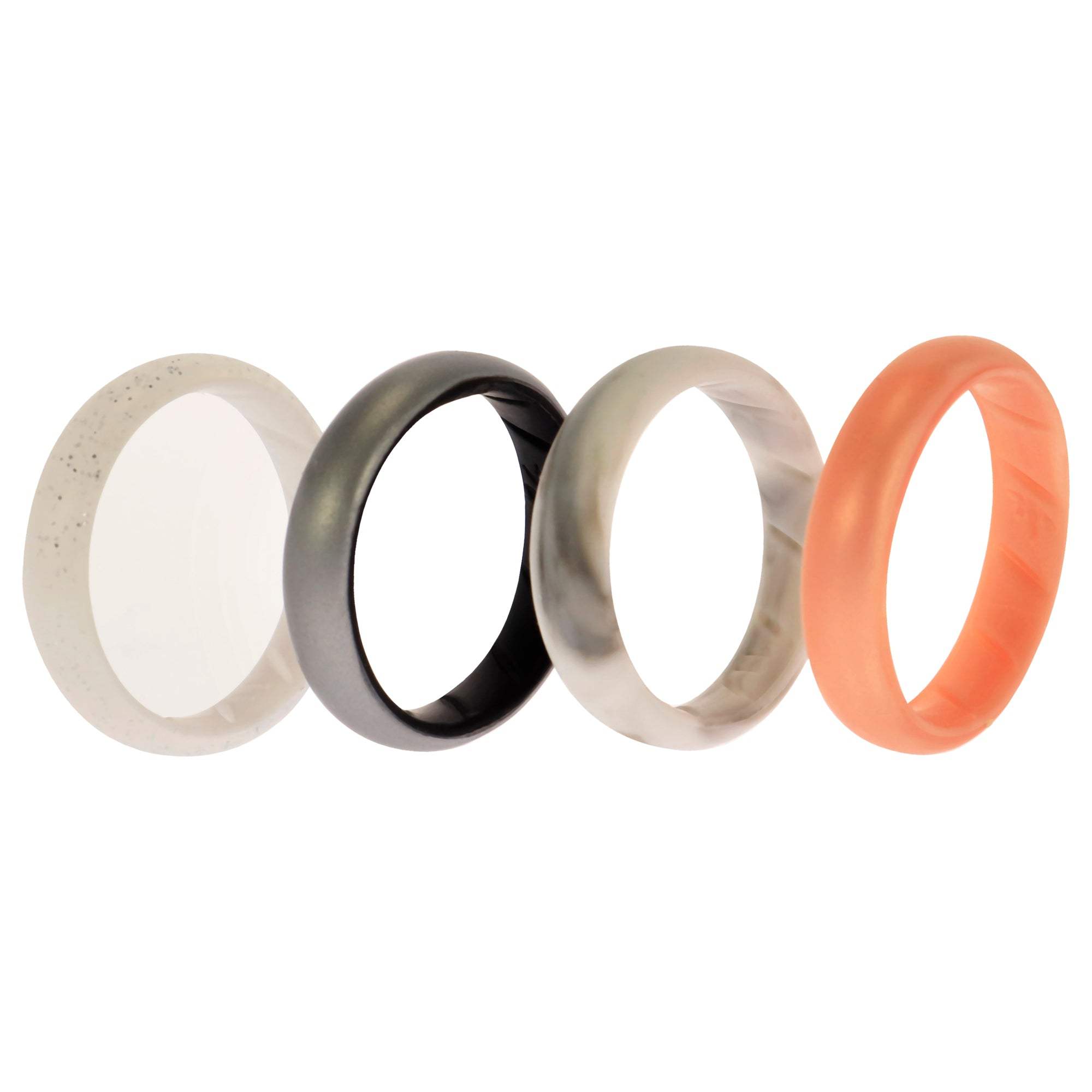 Silicone Wedding BR Solid Ring Set - Silver by ROQ for Women - 4 x 11 mm Ring