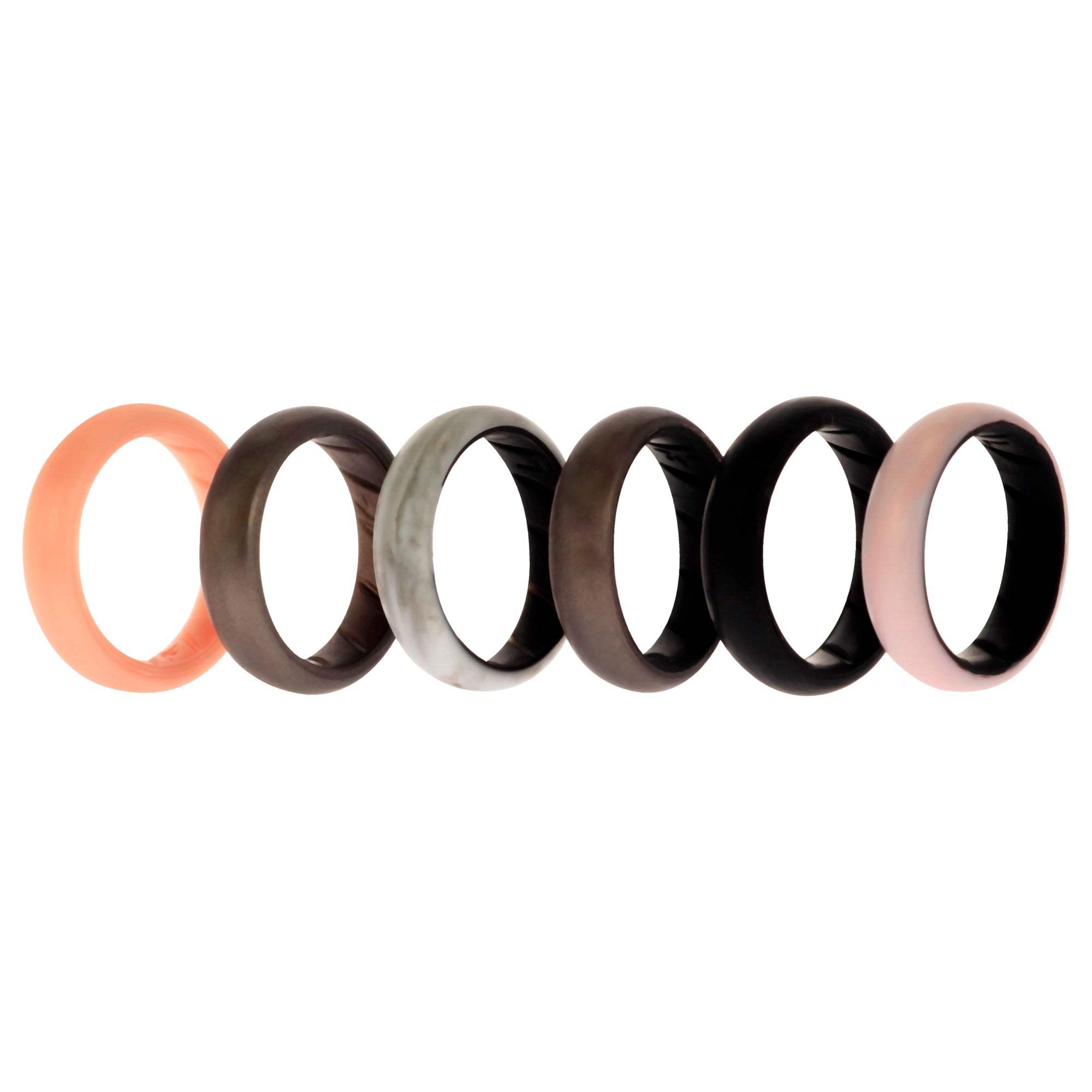 Silicone Wedding BR Solid Ring Set - Marble by ROQ for Women - 6 x 7 mm Ring