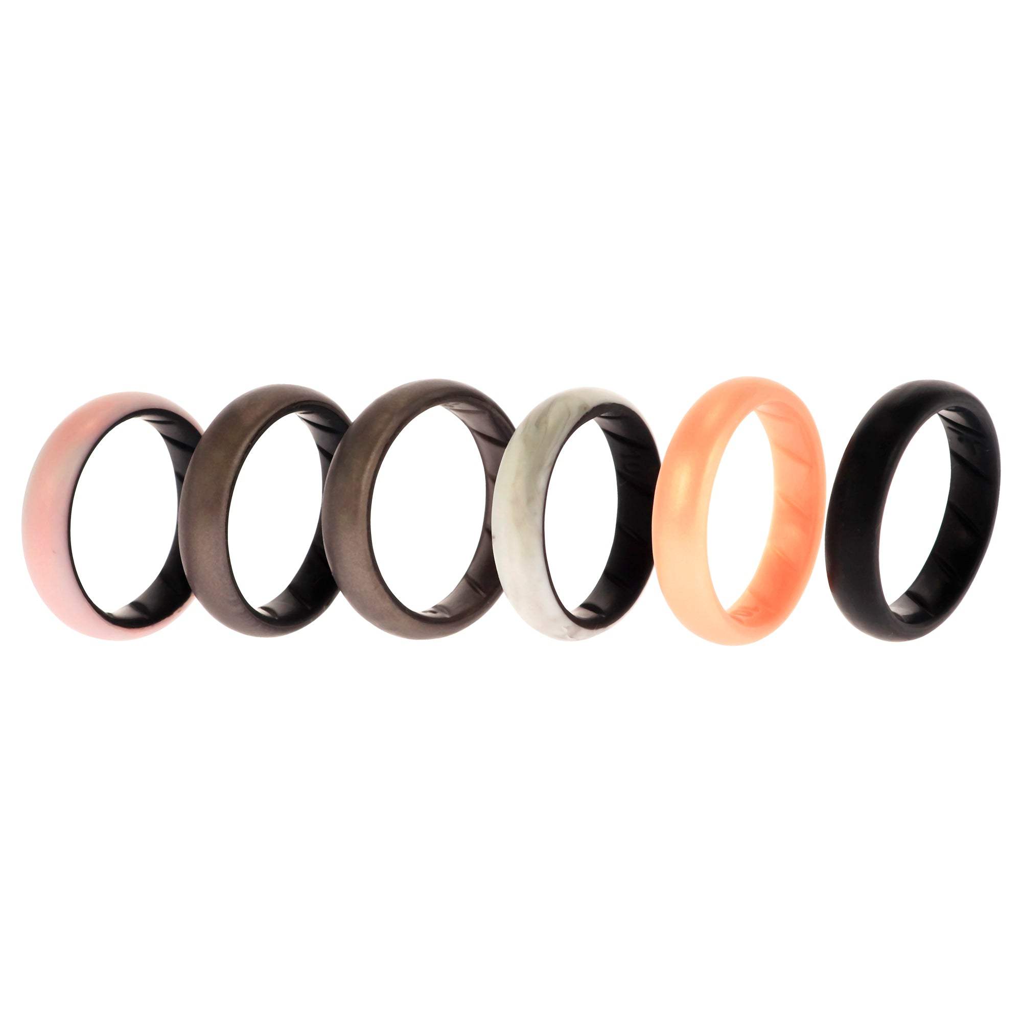 Silicone Wedding BR Solid Ring Set - Marble by ROQ for Women - 6 x 10 mm Ring