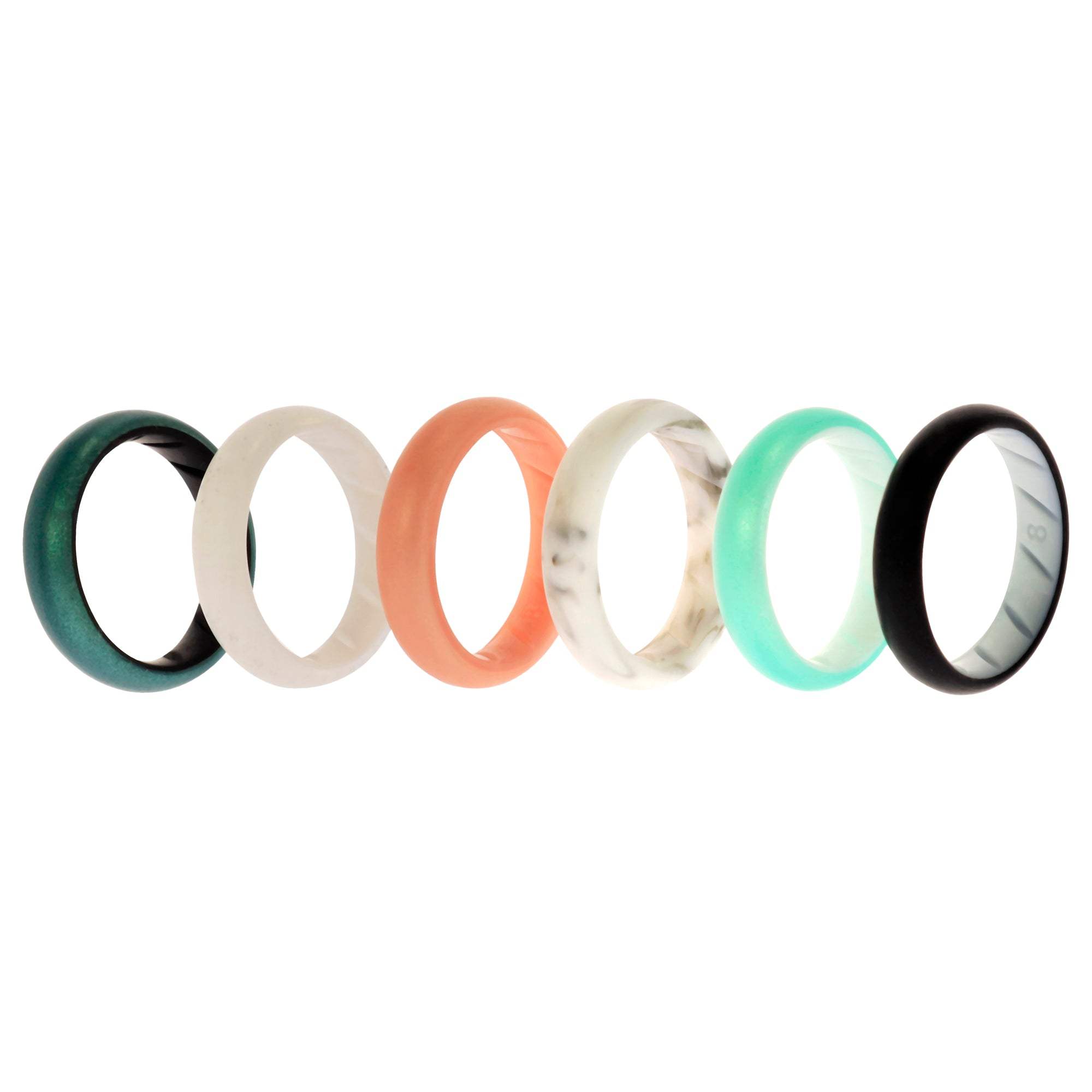 Silicone Wedding BR Solid Ring Set - Aque by ROQ for Women - 6 x 8 mm Ring