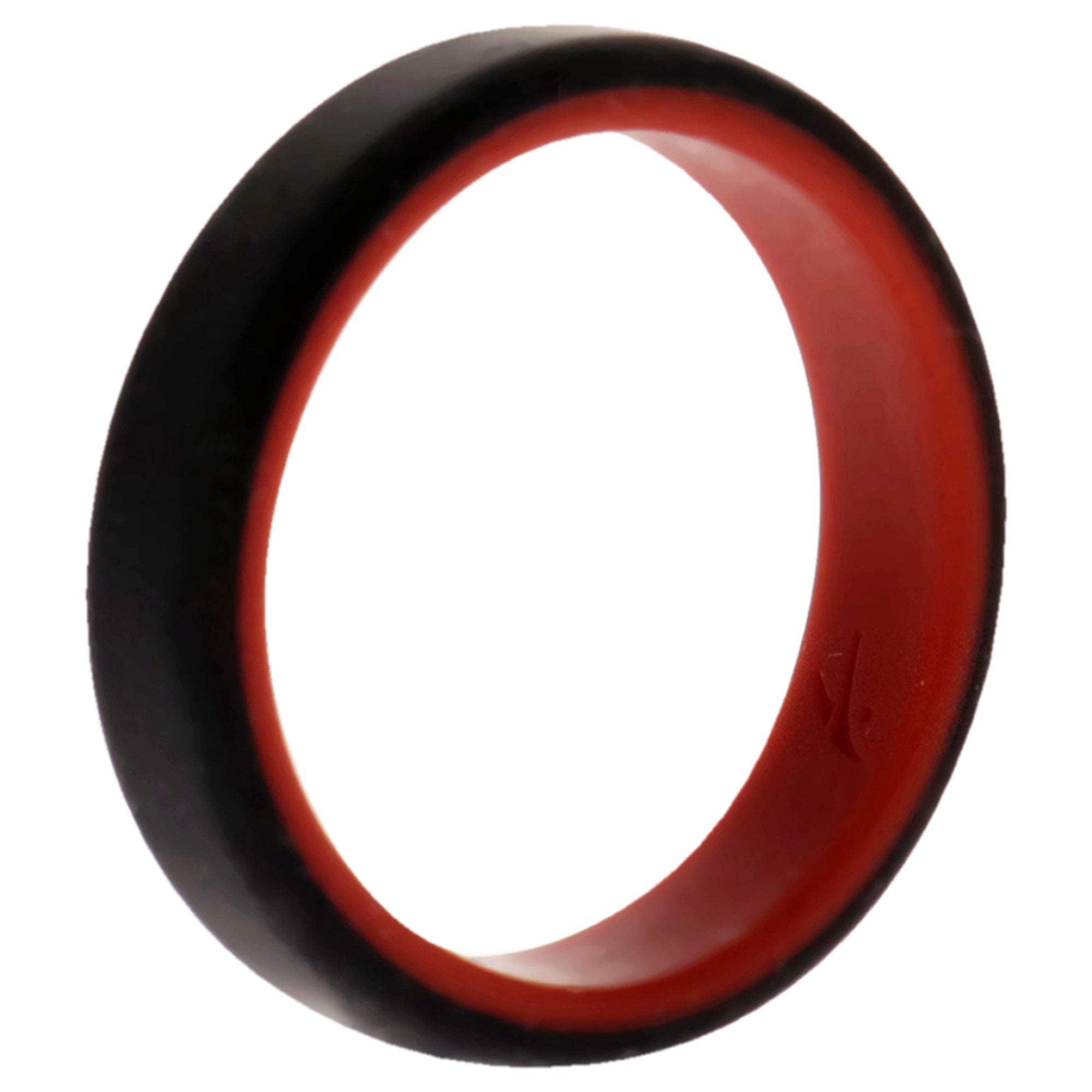 Silicone Wedding 6mm Brush 2Layer Ring - Red-Black by ROQ for Men - 12 mm Ring