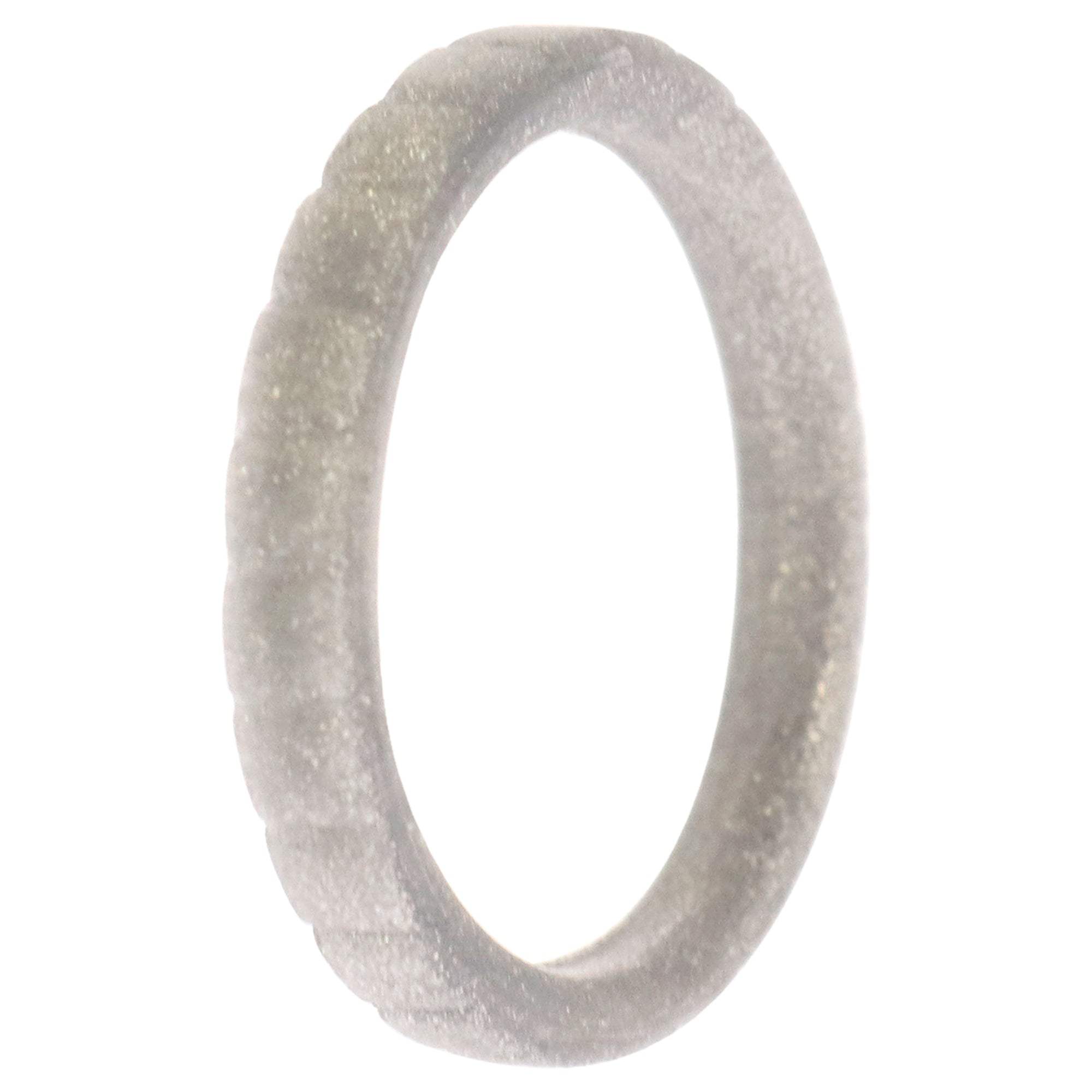 Silicone Wedding Stackble Lines Single Ring - Silver by ROQ for Women - 4 mm Ring