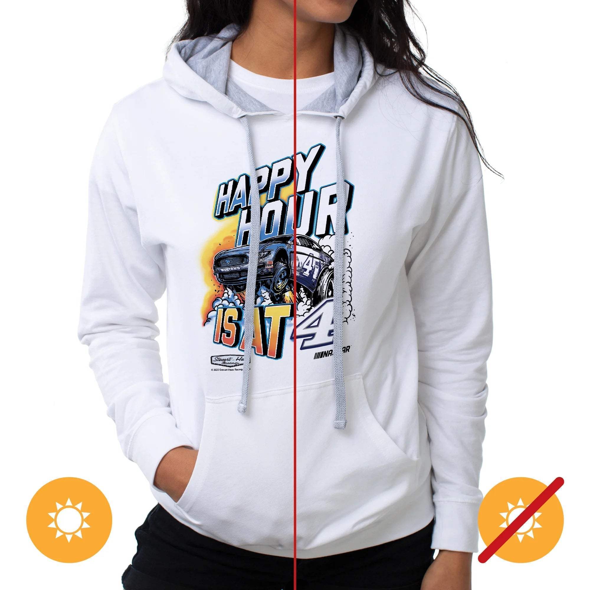 NASCAR Hooded Sweatshirt - Kevin Harvick - 4 White by DelSol for Women - 1 Pc T-Shirt (L)