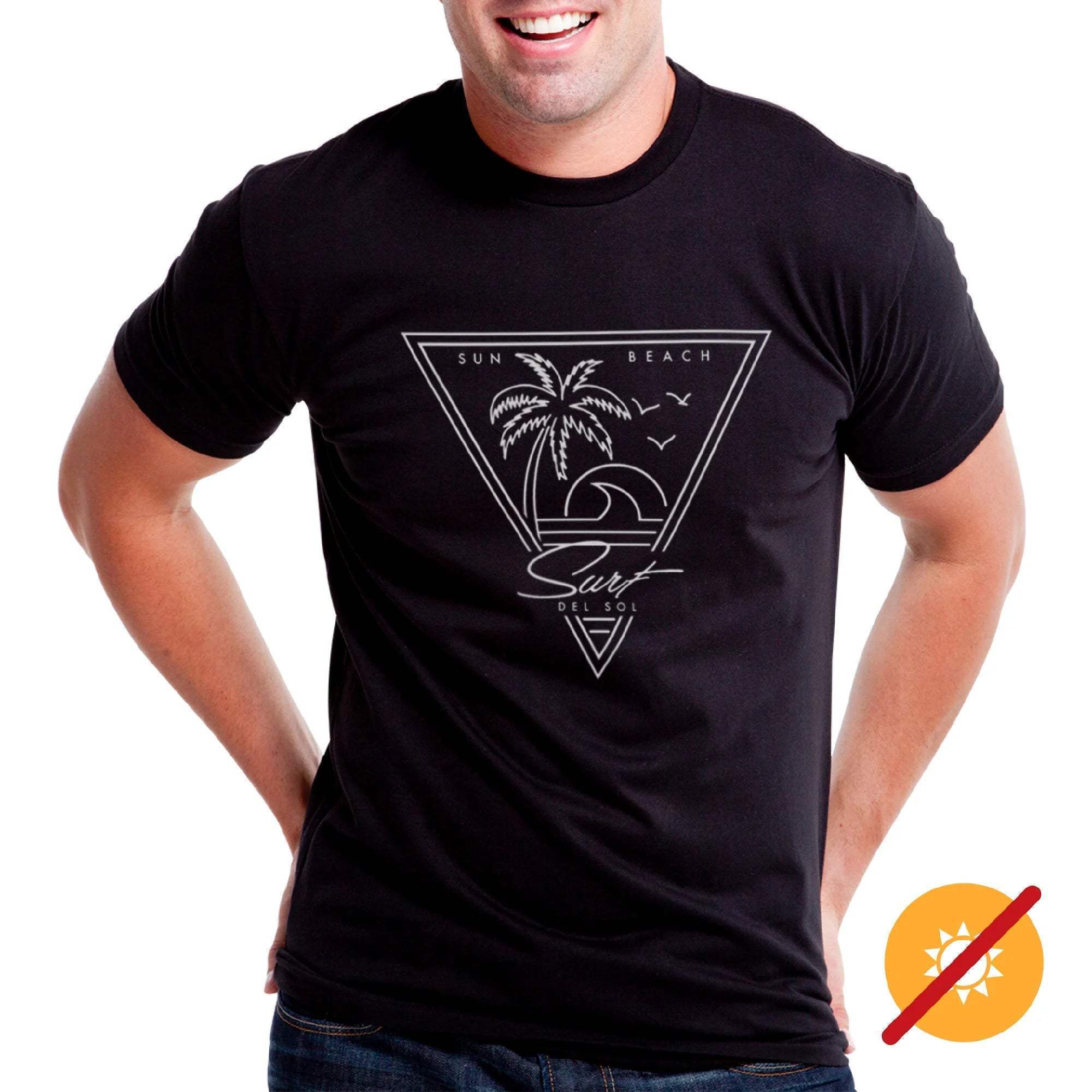 Men Crew Tee - Surf Sun Beach - Black by DelSol for Men - 1 Pc T-Shirt (Large)