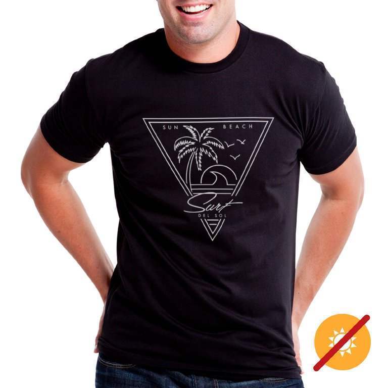 Men Crew Tee - Surf Sun Beach - Black by DelSol for Men - 1 Pc T-Shirt (2XL)