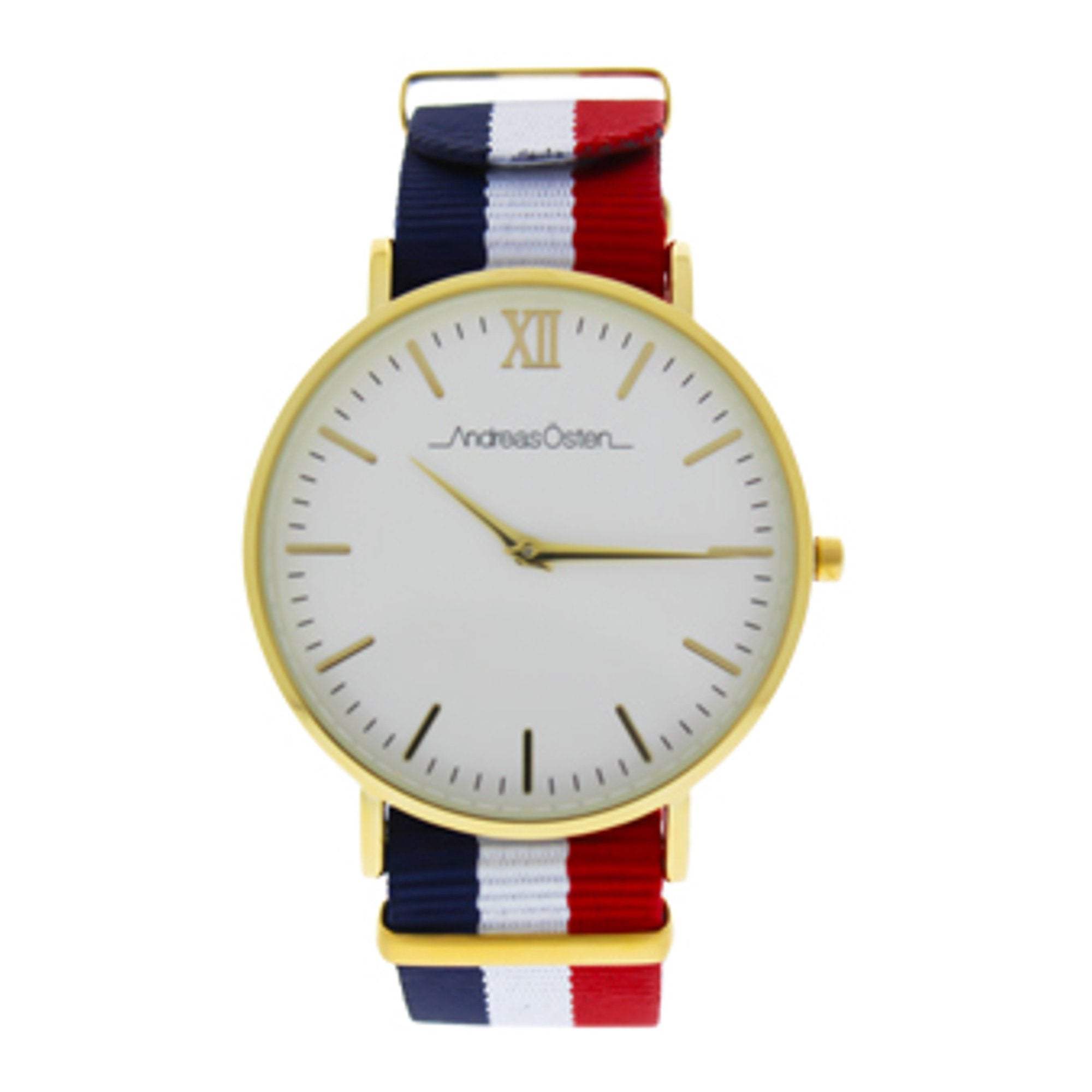 AO-66 Somand - Gold/Navy Blue-White-Red Nylon Strap Watch by Andreas Osten for Men - 1 Pc Watch