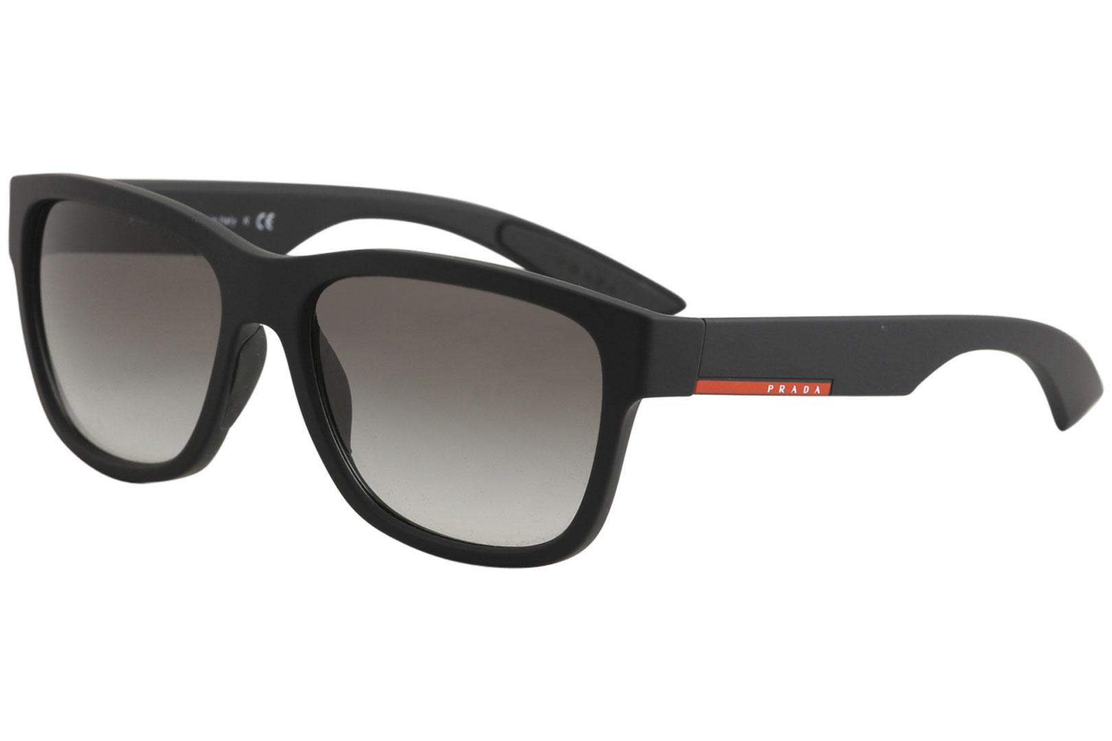 Prada SPS 03Q DG0-1C0 - Black Rubber-Light Brown Gold by Prada for Men - 57-17-145 mm Sunglasses