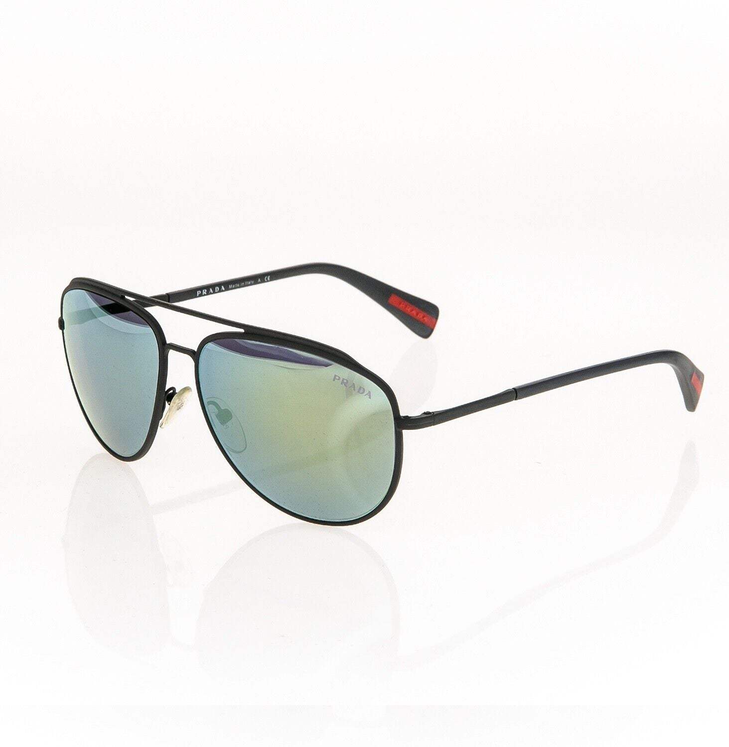 Prada SPS 55Q TIG-4J2 - Grey Rubber-Emerald Iridium by Prada for Men - 59-14-140 mm Sunglasses
