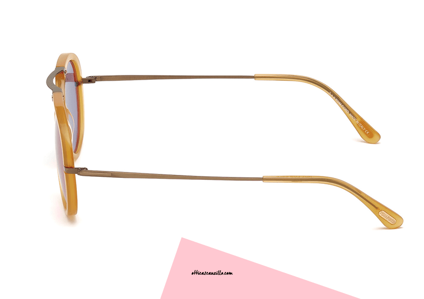 Tom Ford TF473 39Y Aaron - Shiny Yellow-Violet by Tom Ford for Unisex - 53-17-145 mm Sunglasses