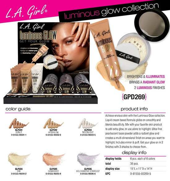 L.A. GIRL Luminous Glow Display Set, 36 pcs