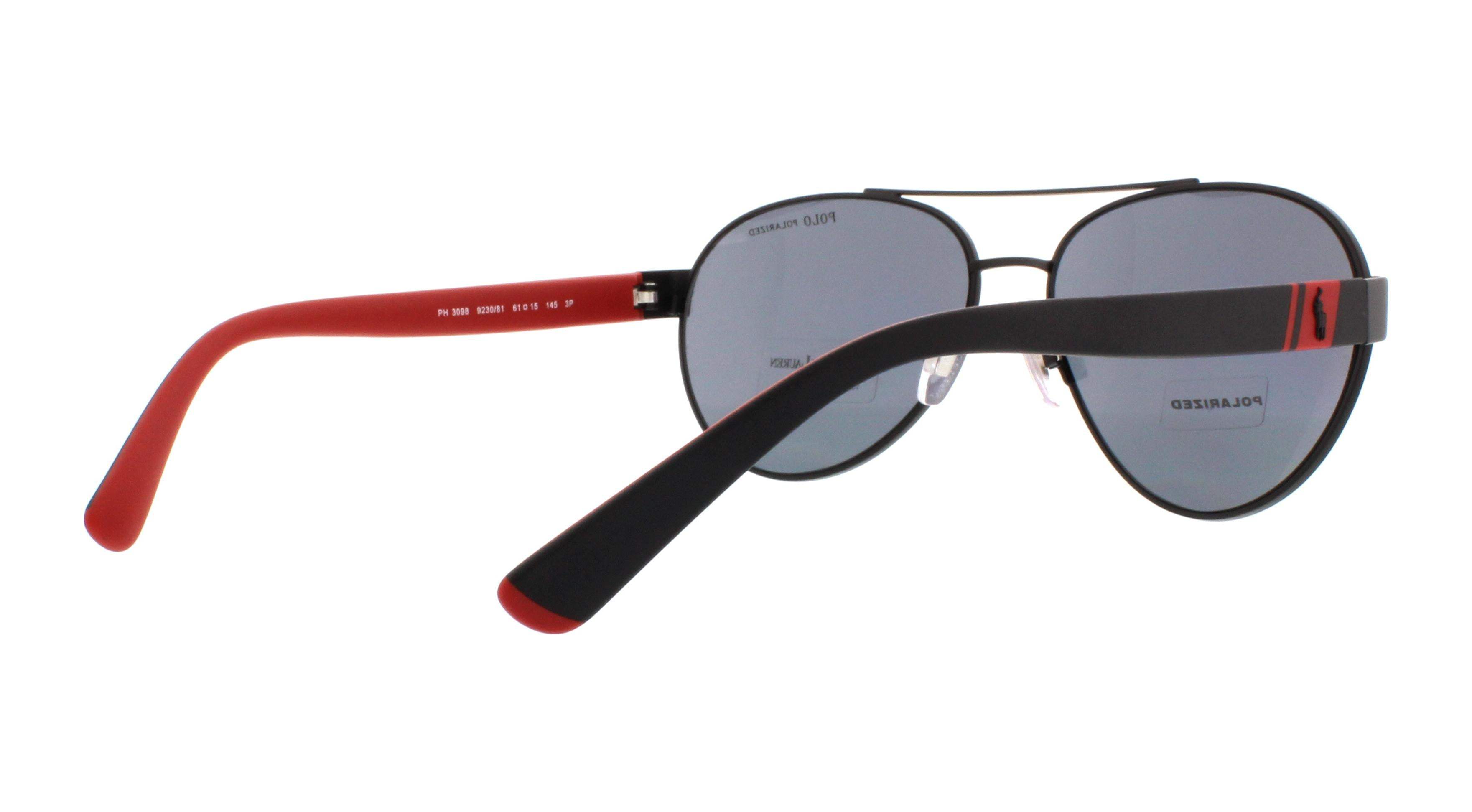 Polo Ralph Lauren PH 3098 9230-81 - Matte Black-Grey Polarized by Ralph Lauren for Men - 61-15-145 mm Sunglasses