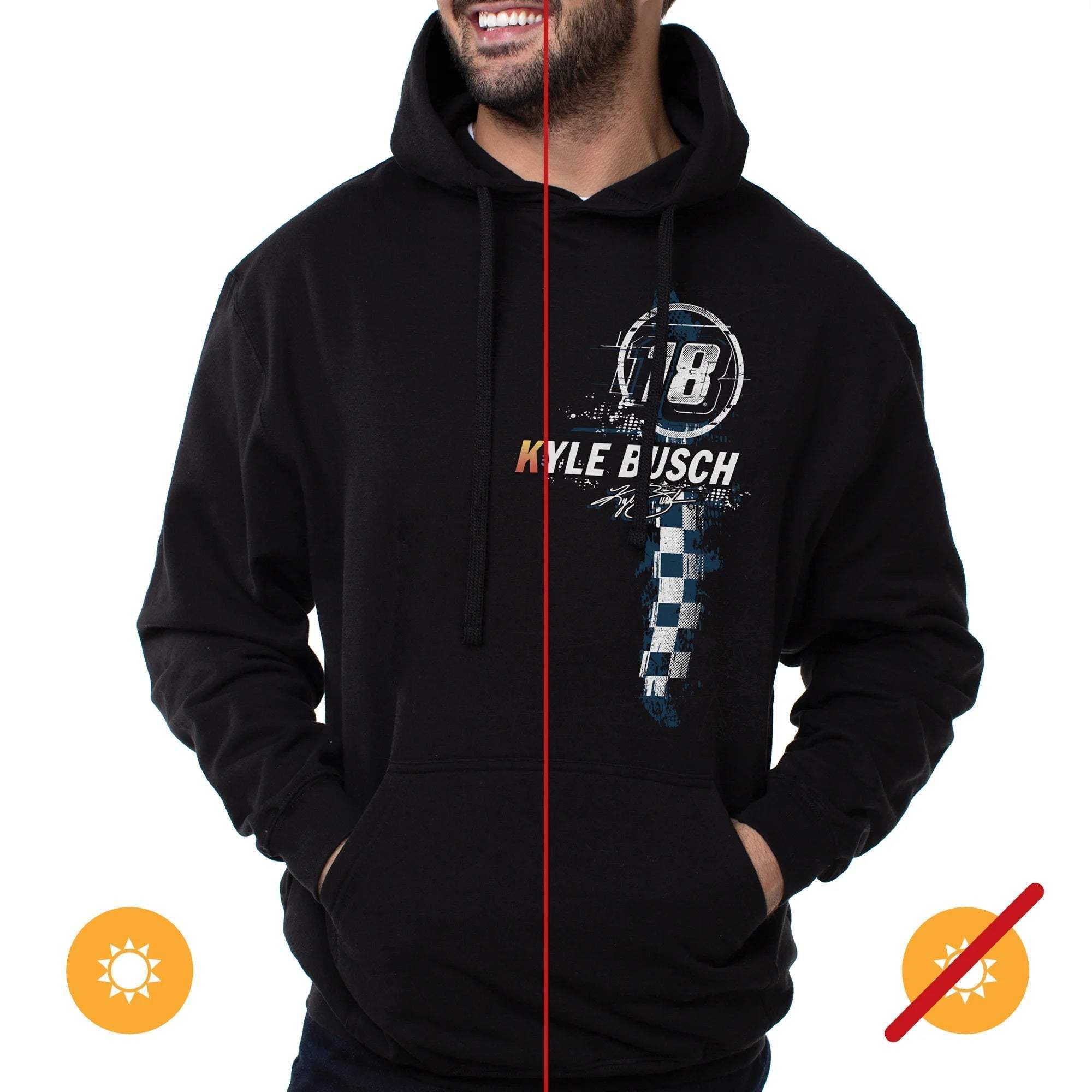 NASCAR Hooded Sweatshirt - Kyle Busch - 8 White by DelSol for Men - 1 Pc T-Shirt (M)