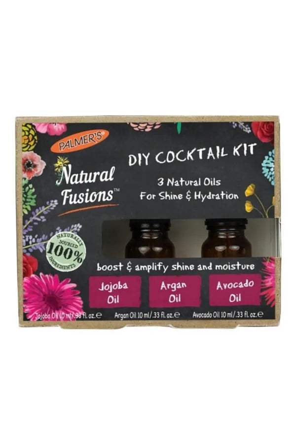 Natural Fusions Shine and Hydration DIY Cocktail Kit - Pack of 2 by Palmers for Unisex - 3 x 0.33 oz Jojoba Oil, Argan Oil, Avocado Oil