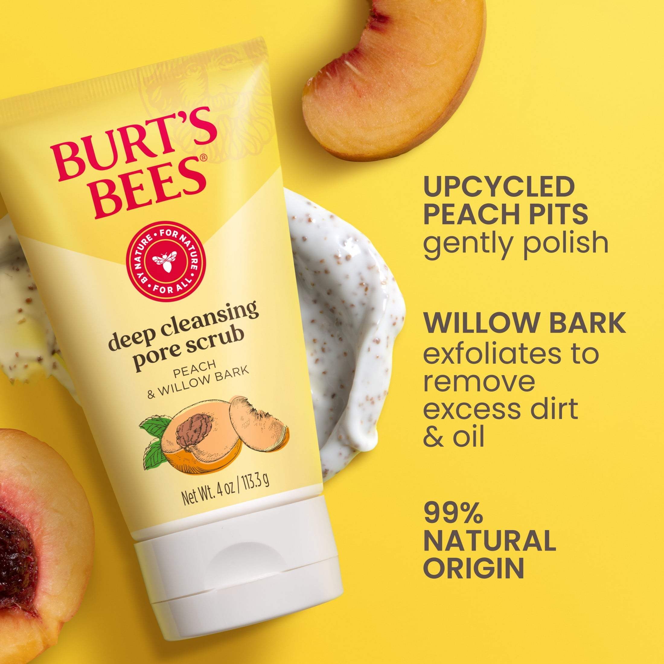 Peach and Willow Bark Deep Pore Scrub by Burts Bees for Women - 4 oz Scrub