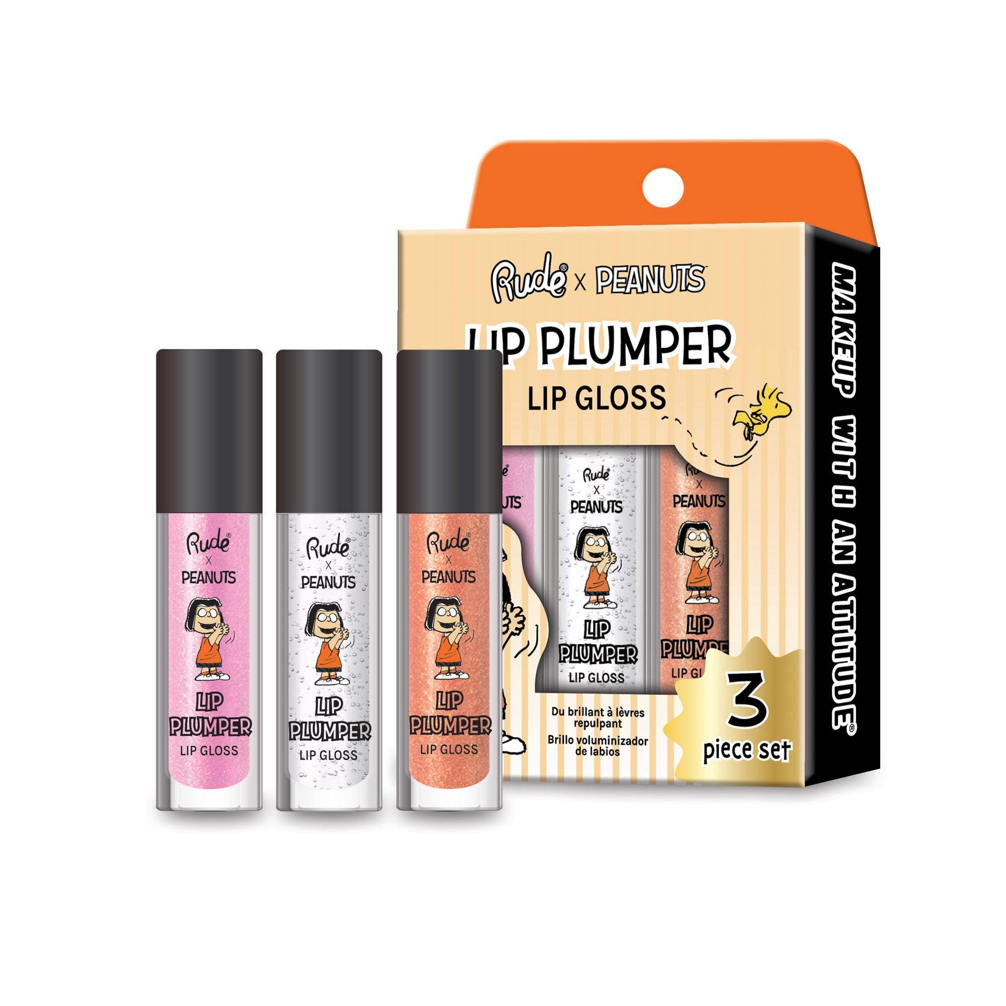RUDE Peanuts Lip Plumper Gloss - 3 Piece Set