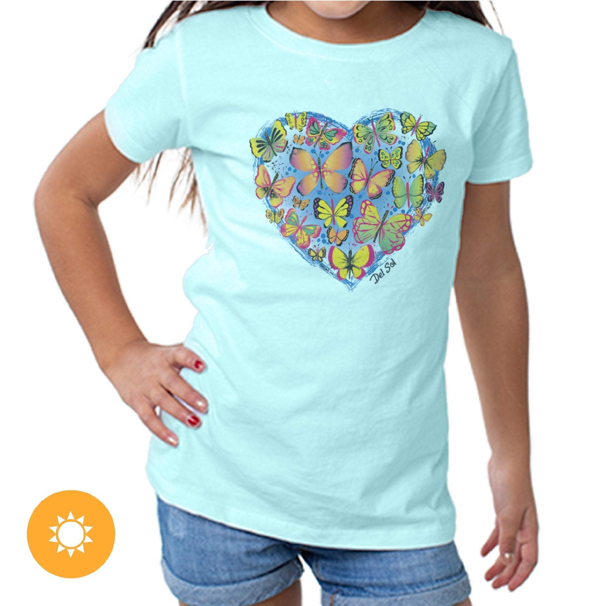 Girls Crew Tee - Heart Butterfly - Chill by DelSol for Women - 1 Pc T-Shirt (2T)
